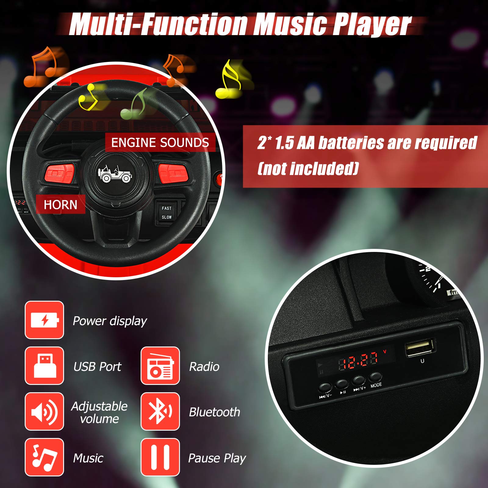 INFANS Kids Ride on Car Truck with 2.4G Remote Control, 12V Battery Powered Electric Cars for Kids
