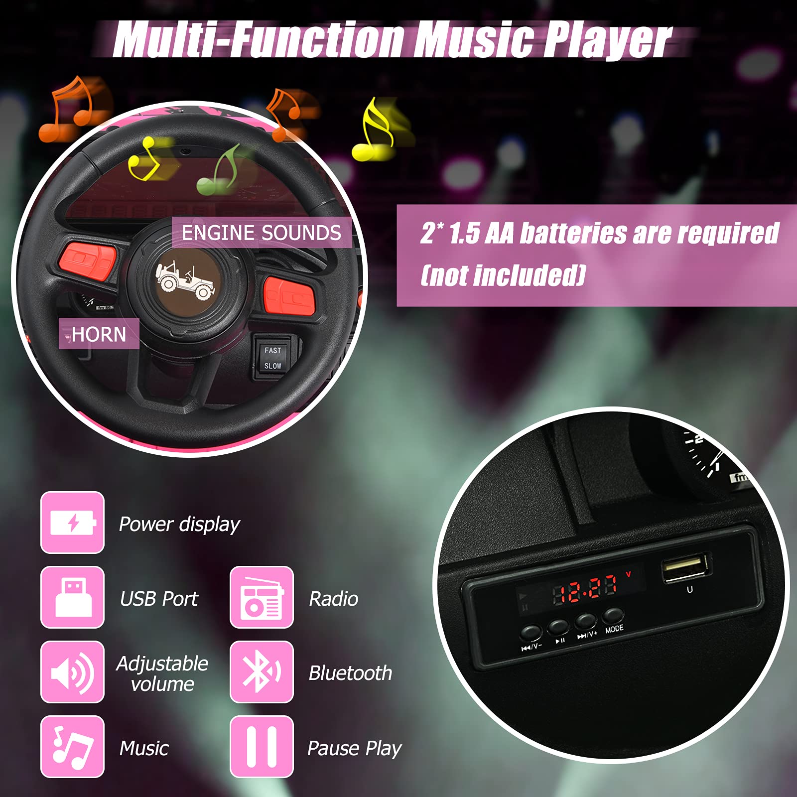 INFANS Kids Ride on Car Truck with 2.4G Remote Control, 12V Battery Powered Electric Cars for Kids