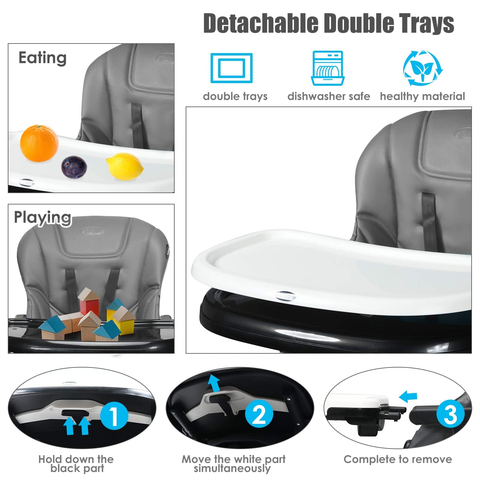 INFANS 4 in 1 High Chair�CBooster Seat, Convertible Highchair, Installation-Free,Simple Fold for Baby, Infant& Toddler
