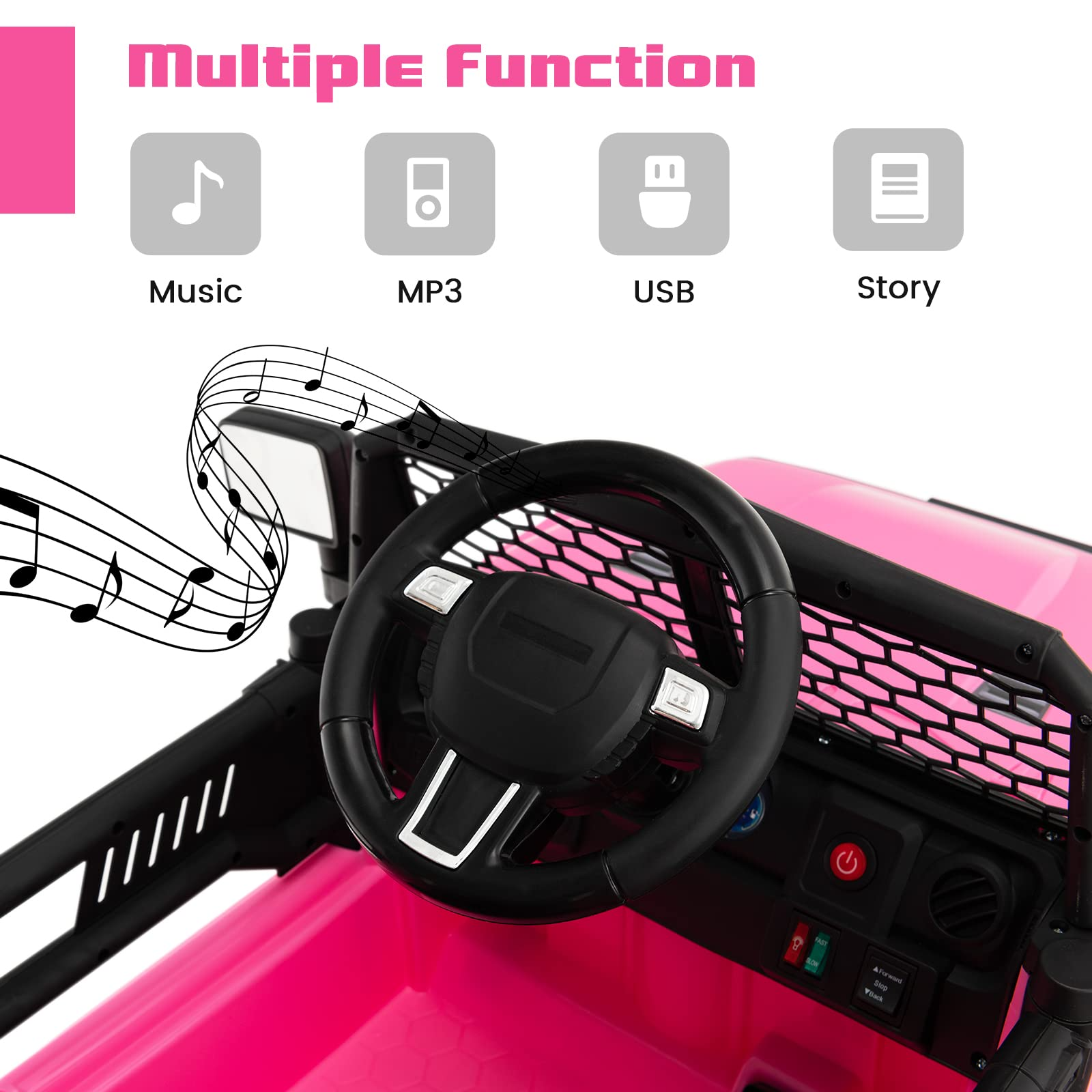 12V Electric Vehicle Car with Remote Control, Toddlers Battery Powered Toy with 2 Speeds, Spring Suspension INFANS