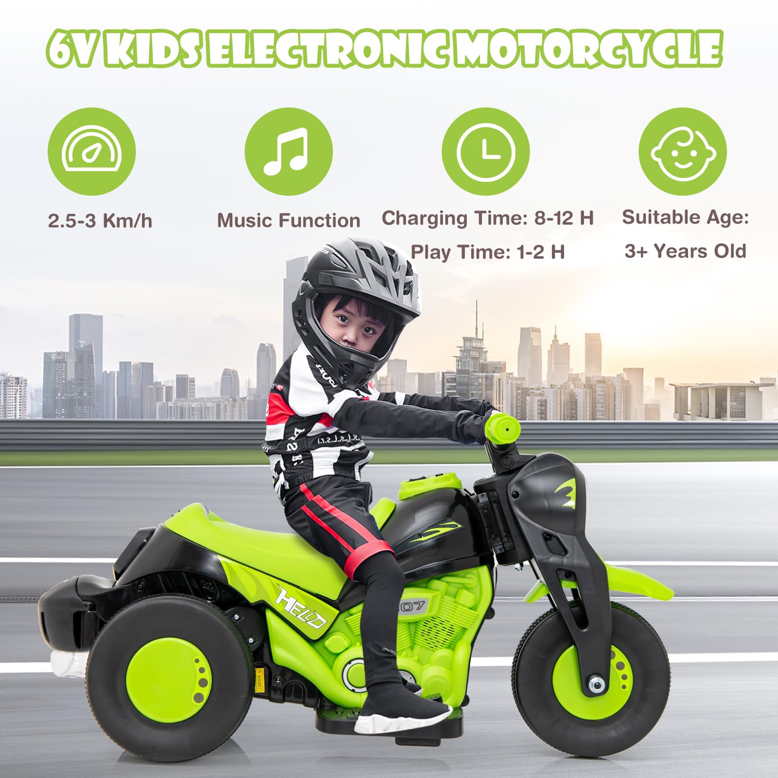 INFANS Kids Motorcycle, 6V Electric Ride on Car with Automatic Bubble Function for Children, Toddler Ages 3+
