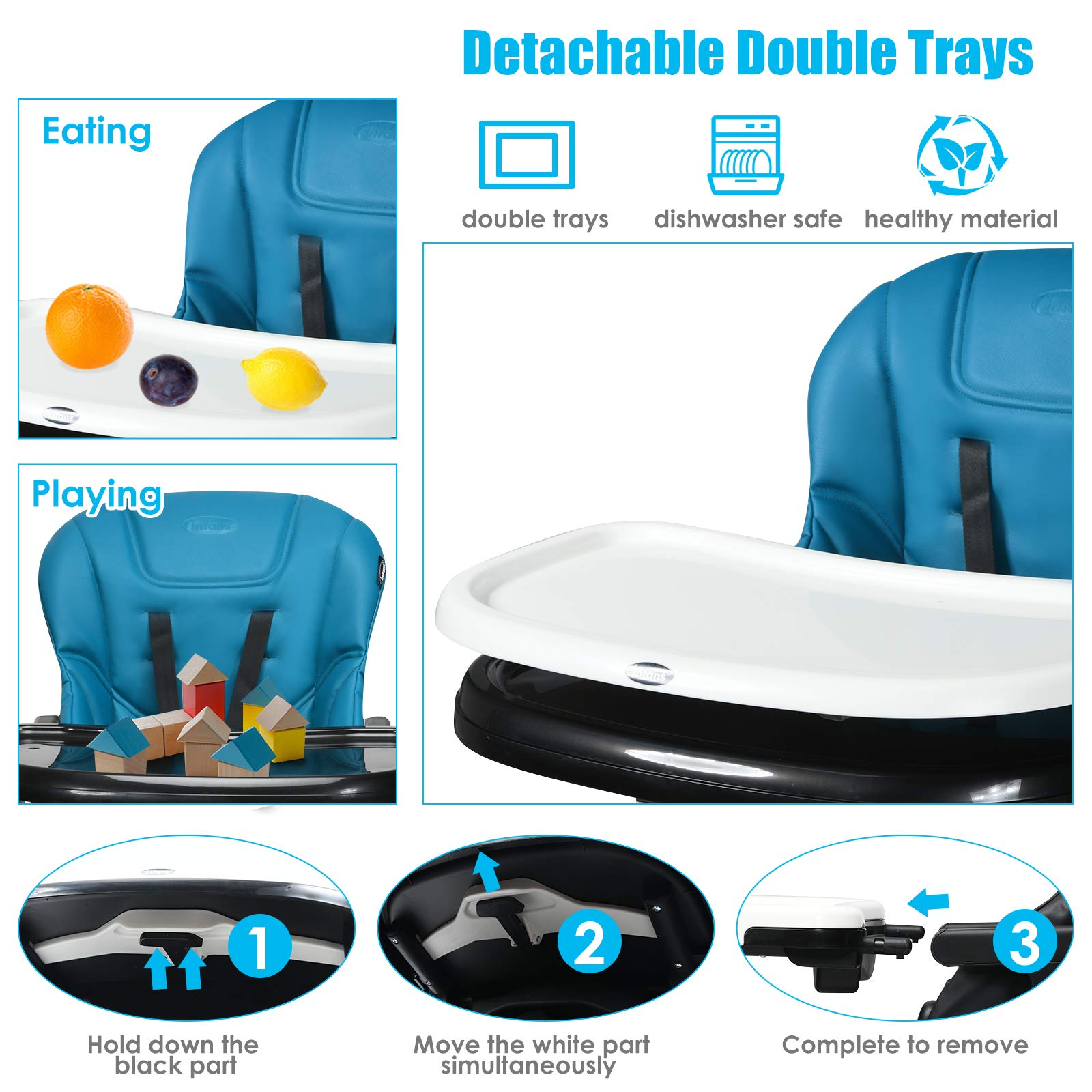 INFANS 4 in 1 High Chair�CBooster Seat, Convertible Highchair, Installation-Free,Simple Fold for Baby, Infant& Toddler