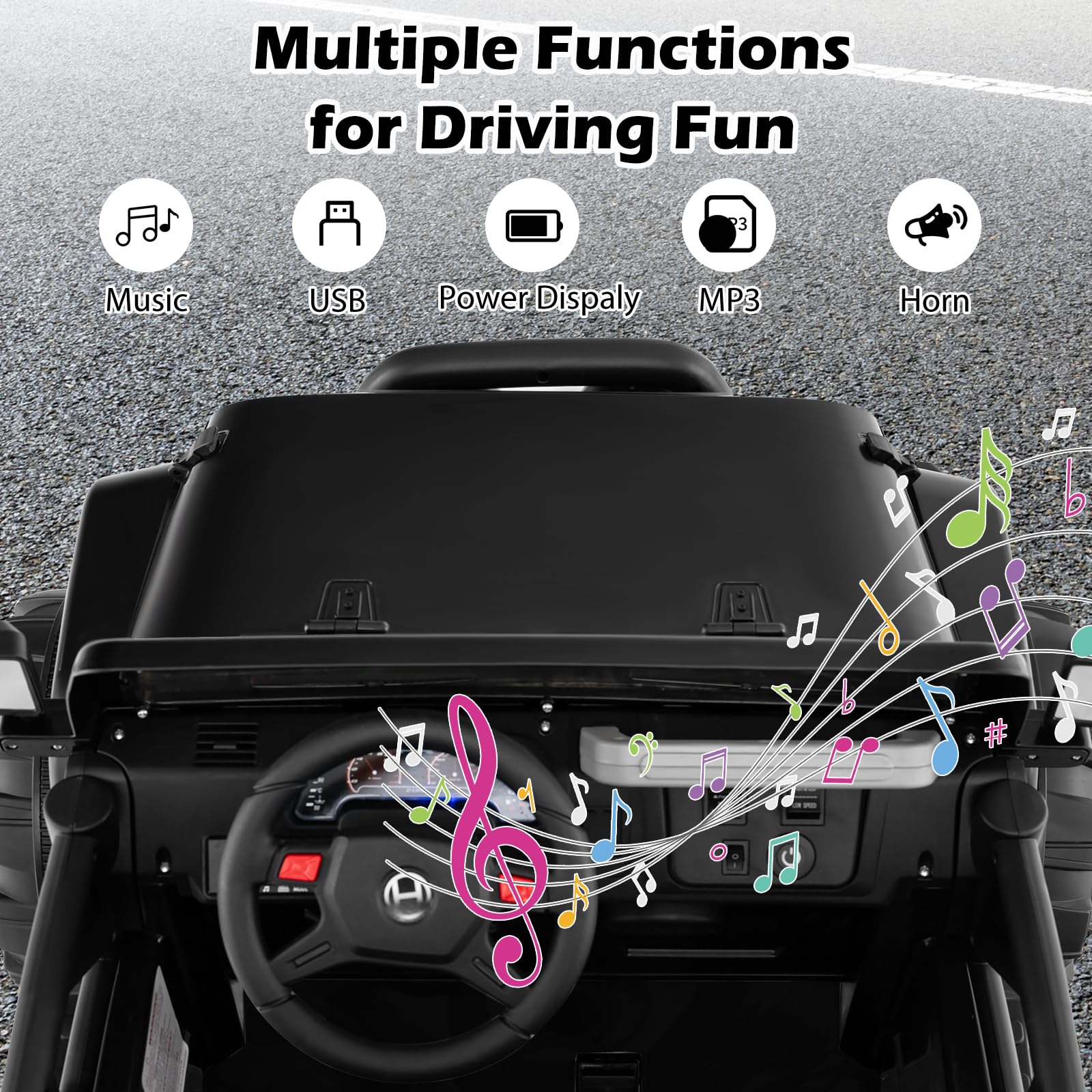 INFANS 2 Seater Ride on Truck, 12V Battery Powered Electric Vehicle for Kids with Remote Control, Power Display, LED Lights