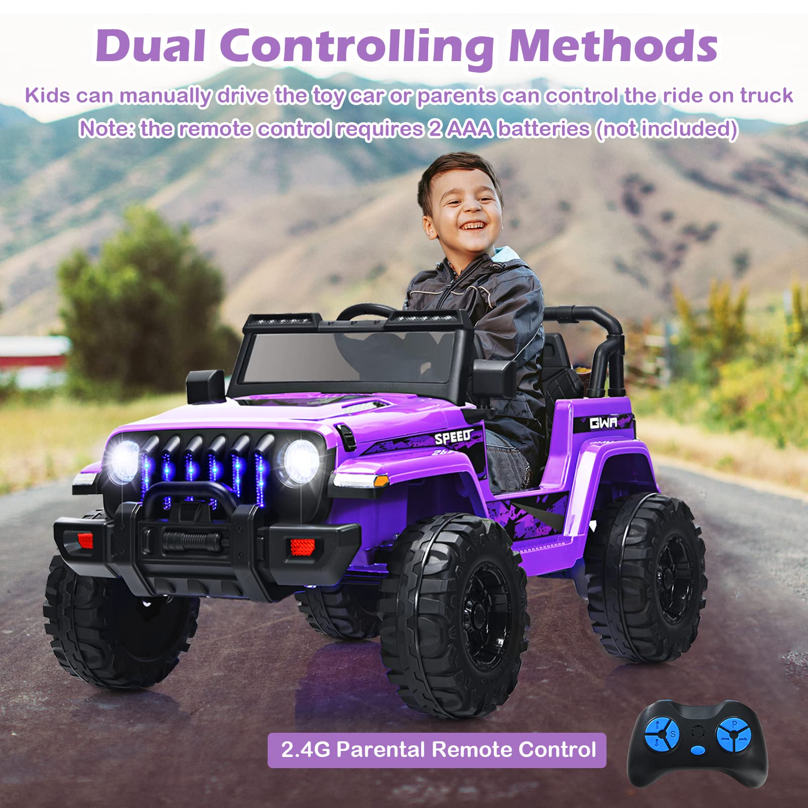INFANS Kids Ride on Car Truck with 2.4G Remote Control, 12V Battery Powered Electric Cars for Kids
