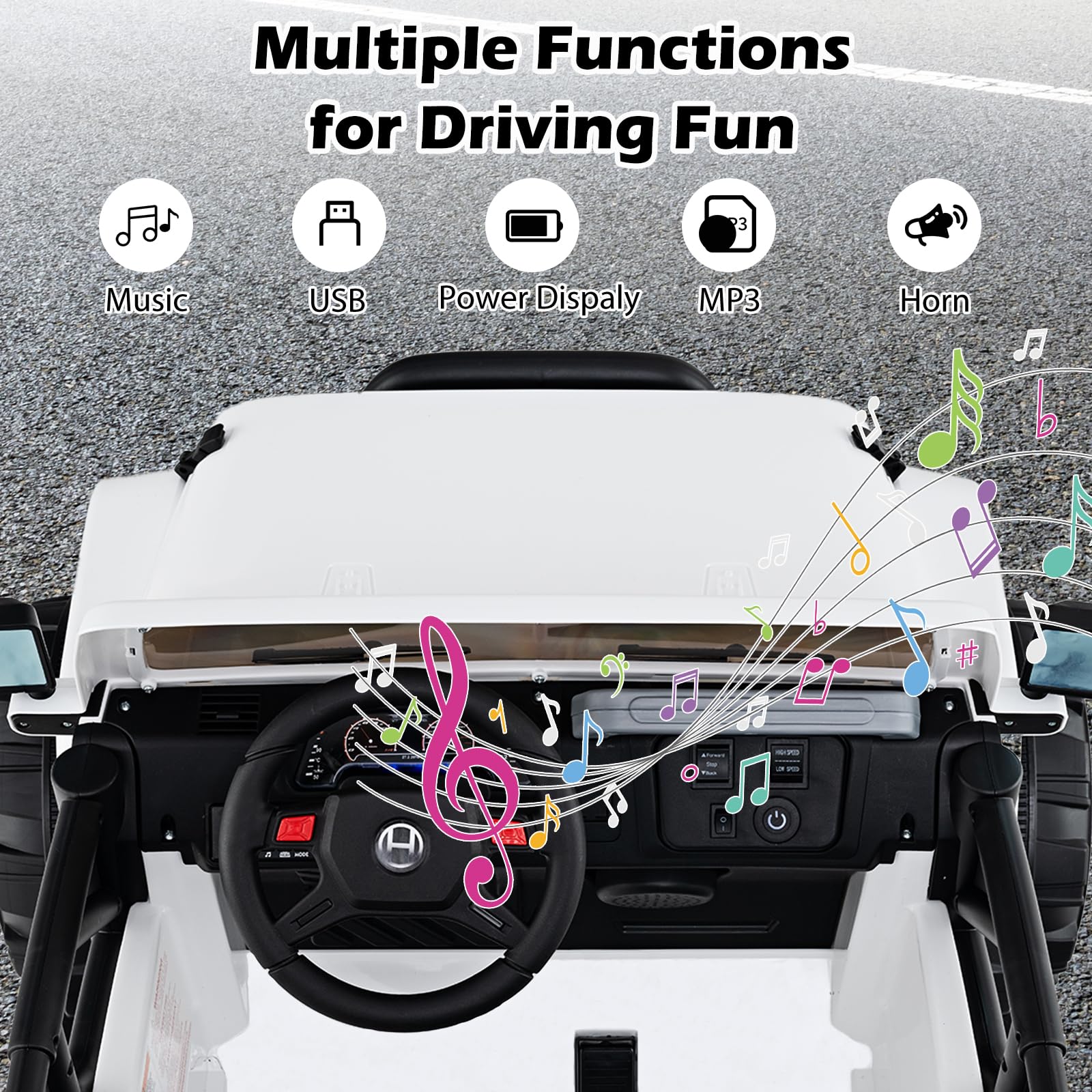 INFANS 2 Seater Ride on Truck, 12V Battery Powered Electric Vehicle for Kids with Remote Control, Power Display, LED Lights