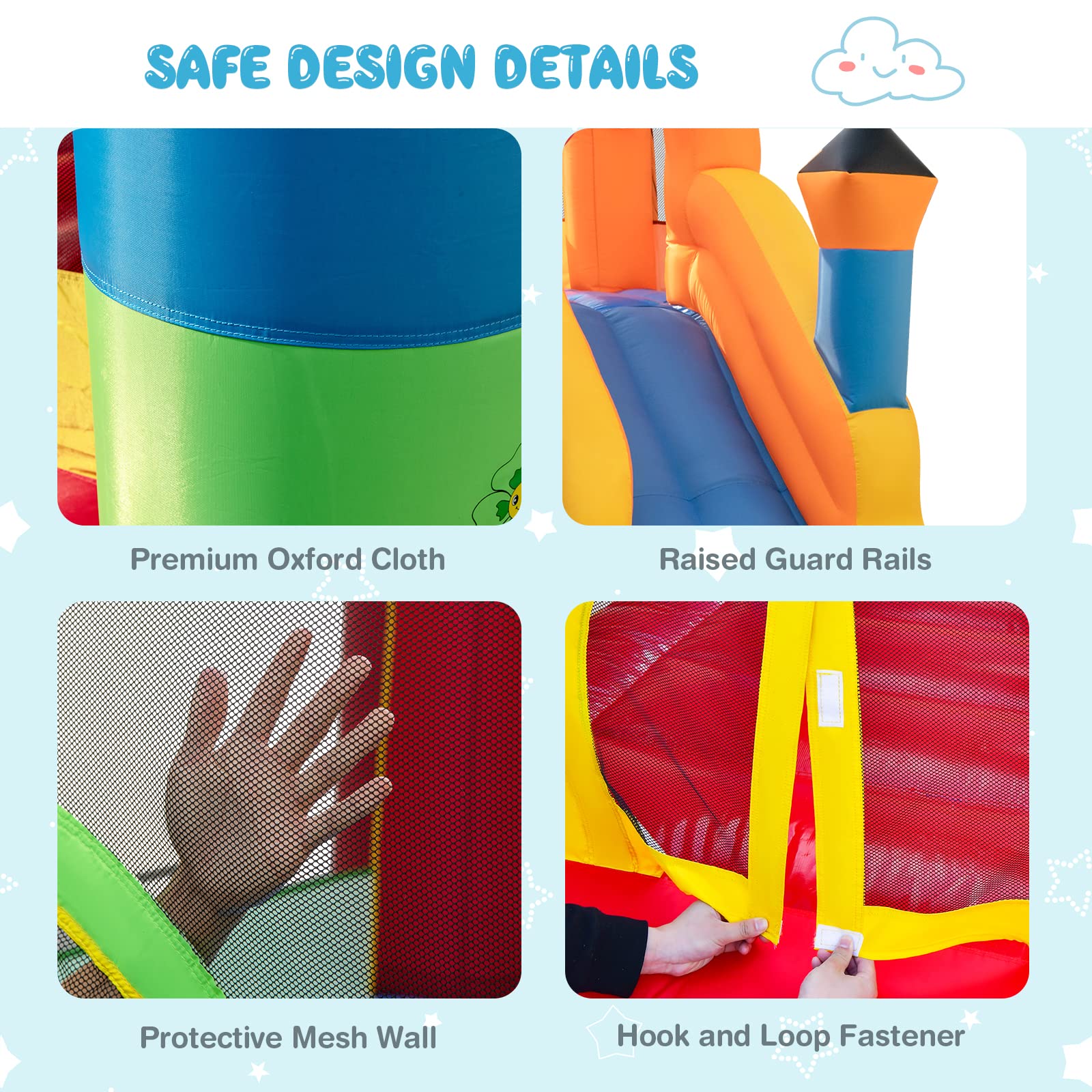 INFANS Inflatable Bounce House, Kids Jumping Castle with Slide, Basketball Rim, Climbing Wall