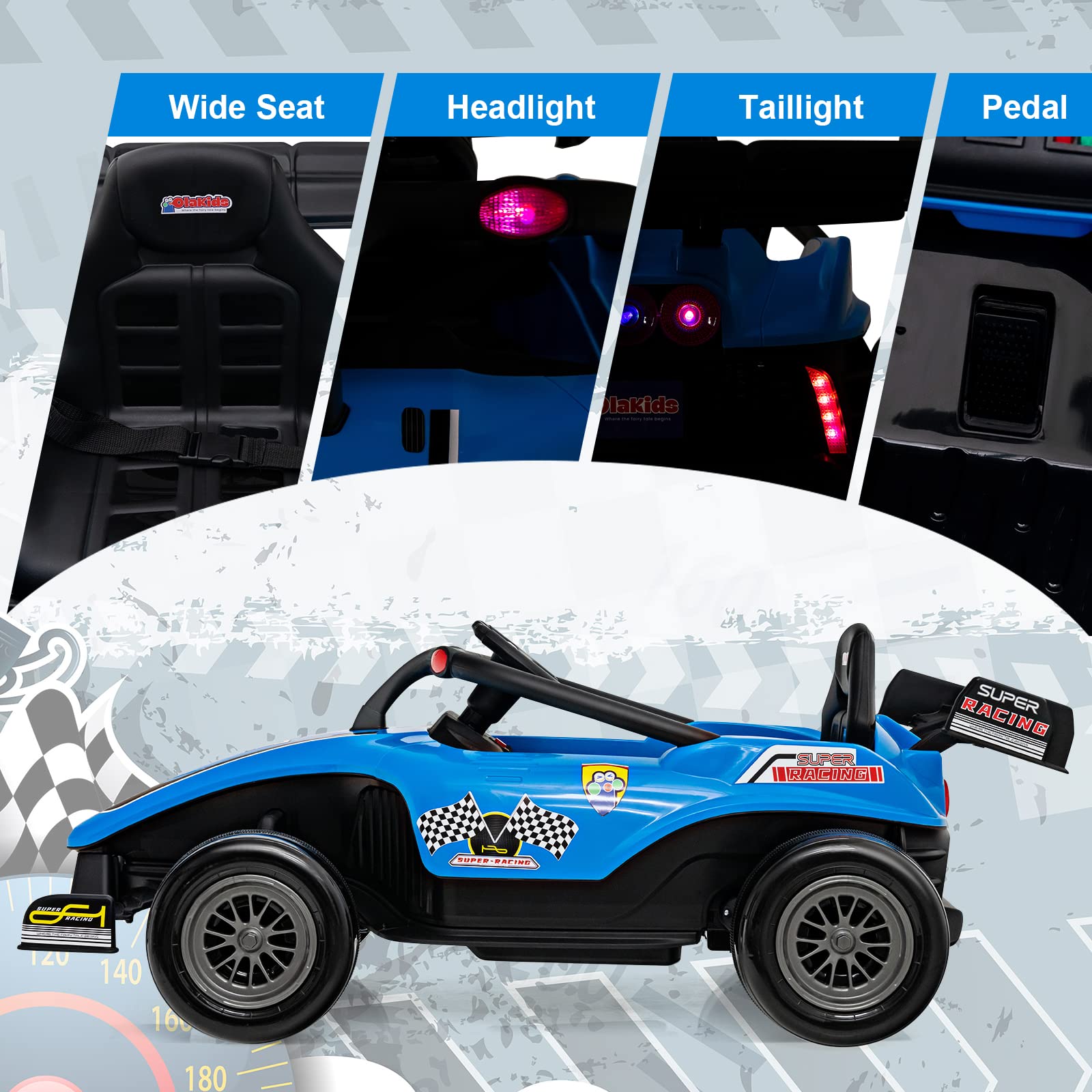Infans ids Ride On Car, 12V F1 Racing Electric Vehicle for Toddlers with Control Remote, Battery Powered Motorized Toy with Music INFANS