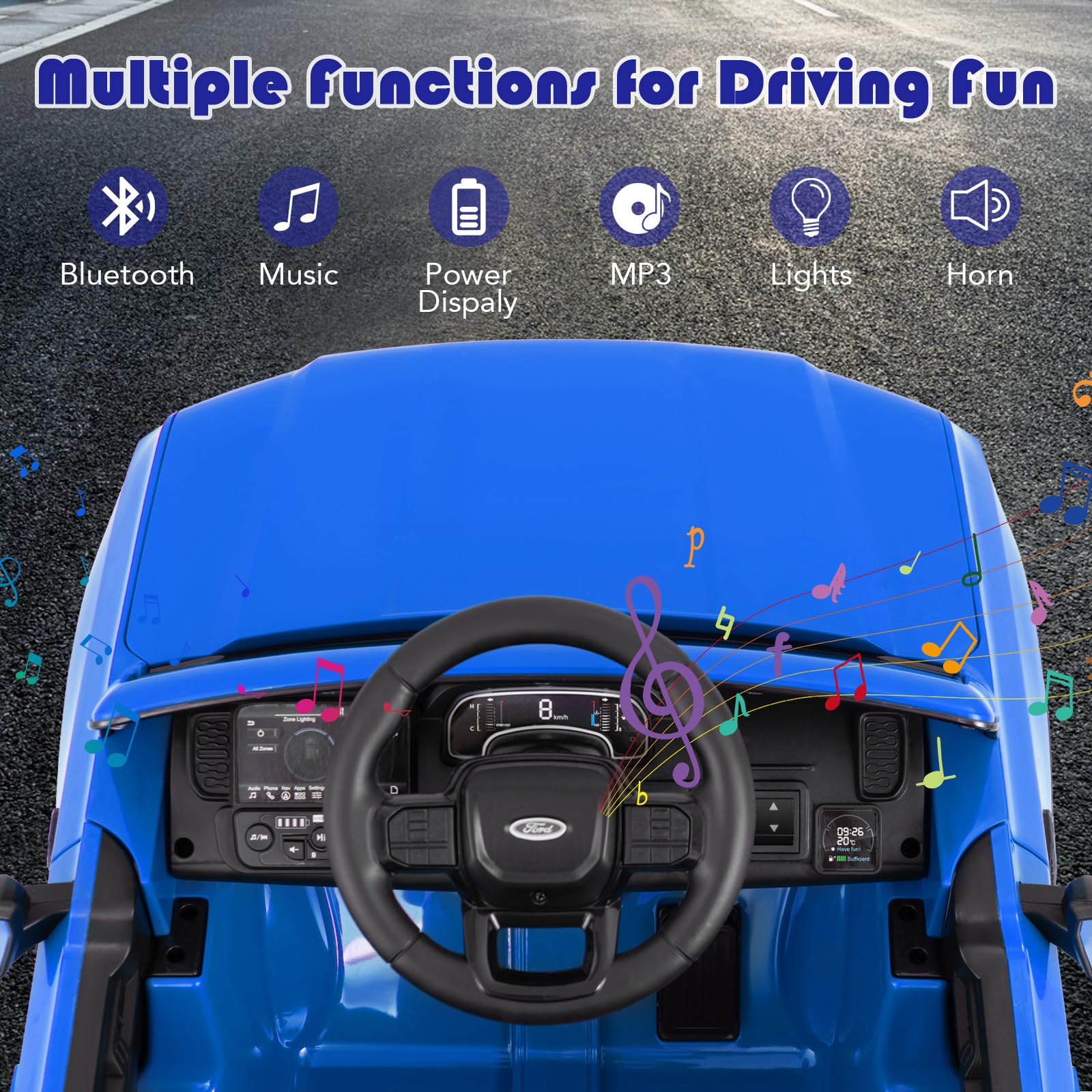 INFANS Licensed Ford Ranger Ride on Pickup Truck by INFANS, 12V Battery Powered Electric Vehicle for Kids with Remote Control