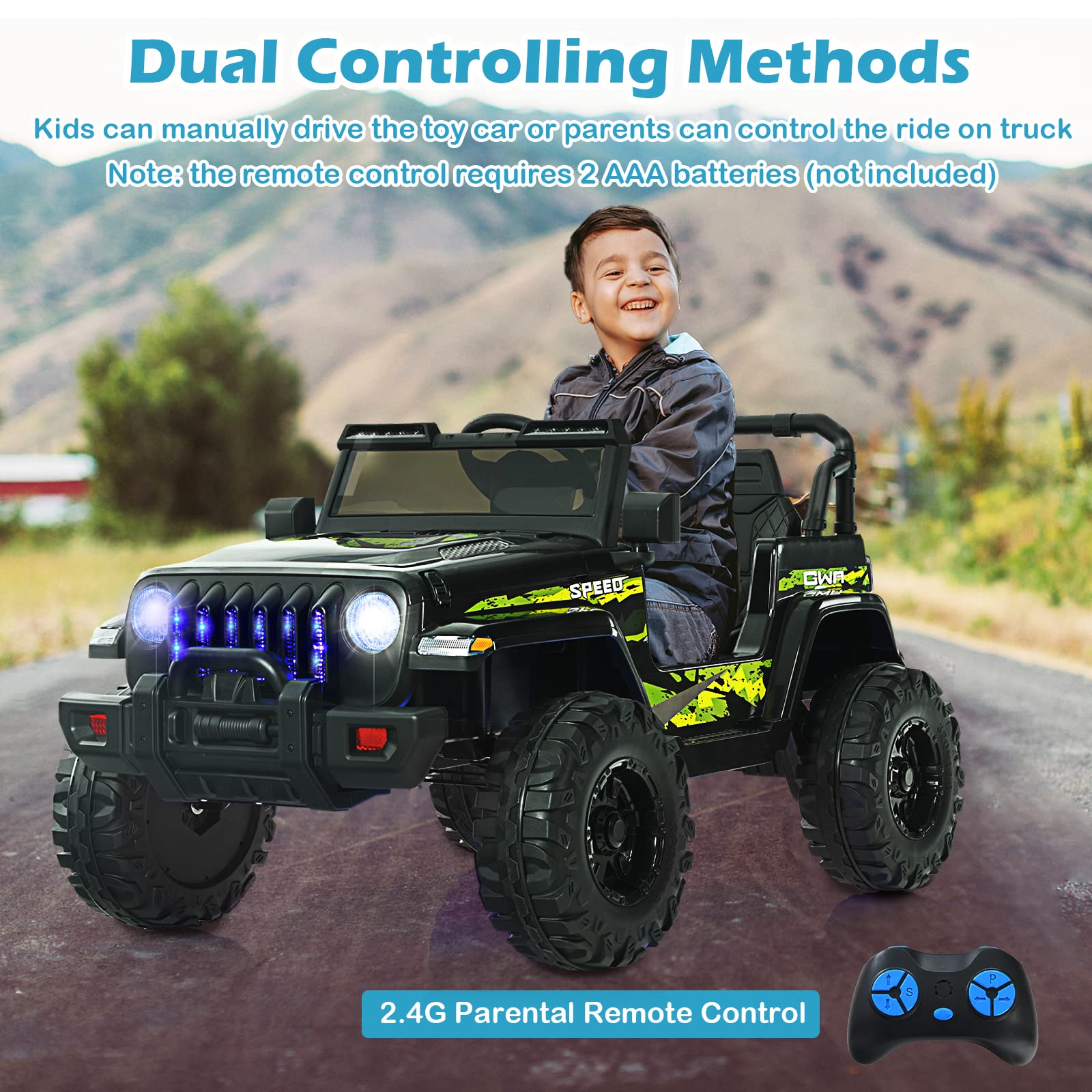 INFANS Kids Ride on Car Truck with 2.4G Remote Control, 12V Battery Powered Electric Cars for Kids