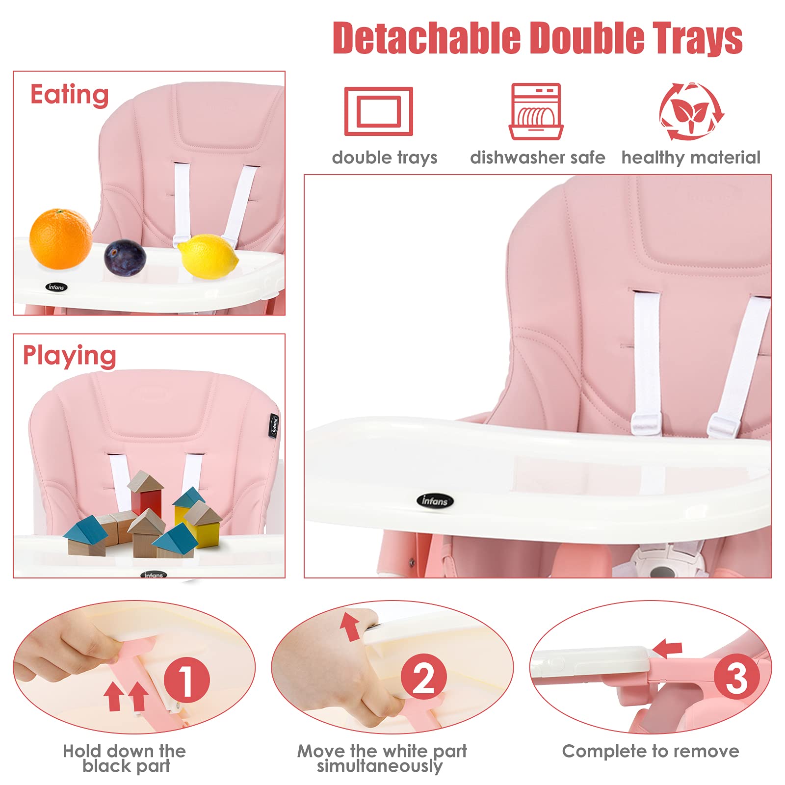 INFANS 4 in 1 High Chair�CBooster Seat, Convertible Highchair, Installation-Free,Simple Fold for Baby, Infant& Toddler