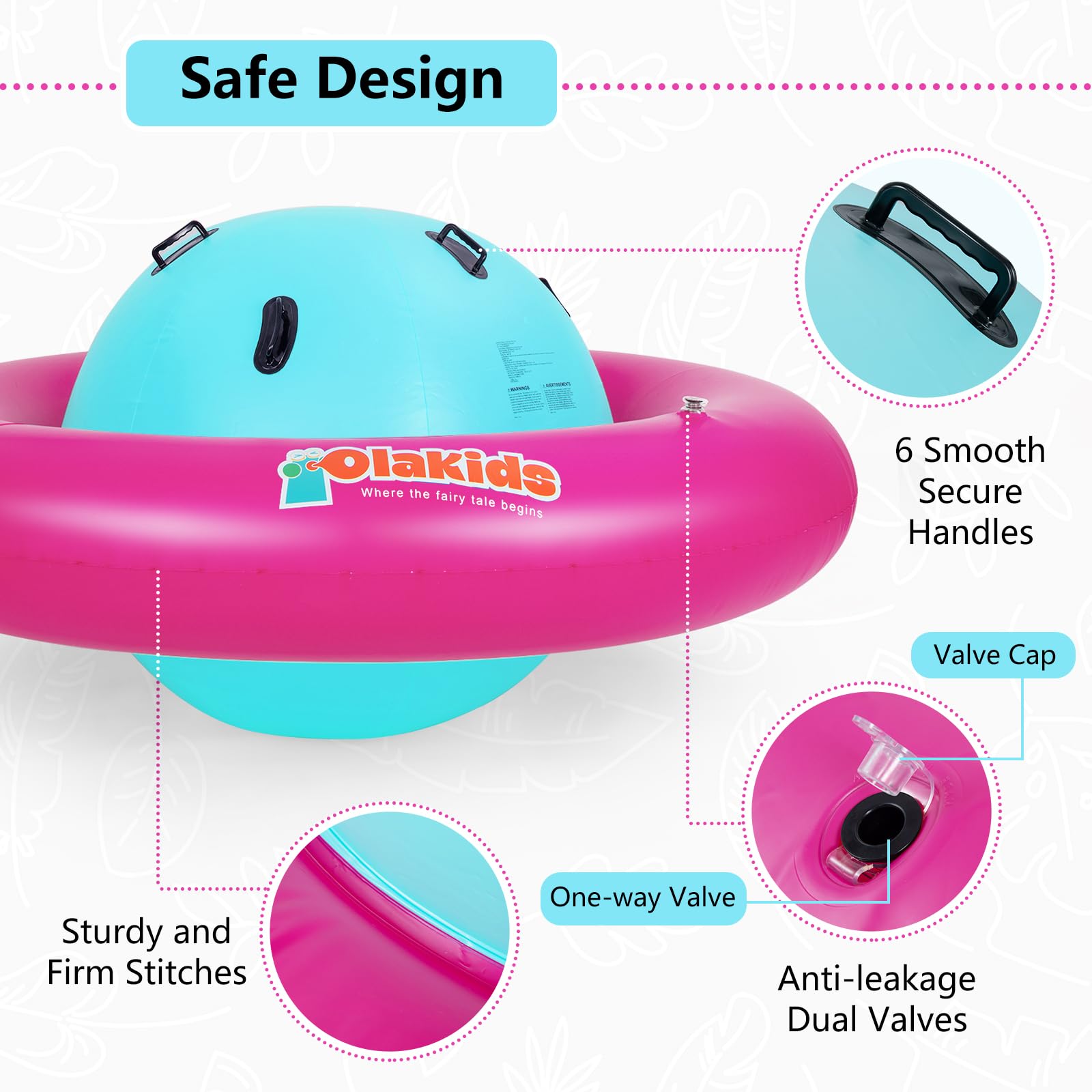 INFANS 8FT Inflatable Dome Rocker Bouncer, Outdoor Kids Giant Roll and Play Seesaw Rocker with 6 Secure Handles
