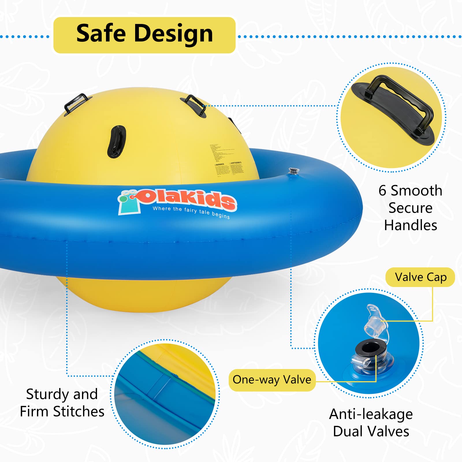 INFANS 8FT Inflatable Dome Rocker Bouncer, Outdoor Kids Giant Roll and Play Seesaw Rocker with 6 Secure Handles