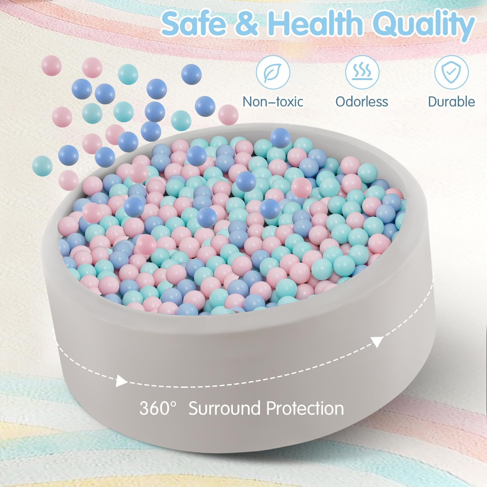 INFANS Foam Ball Pit for Toddlers with 200 Balls, 36"x 12" Large Round Ball Pool Playpen with Soft Memory Sponge Pad, BPA Free