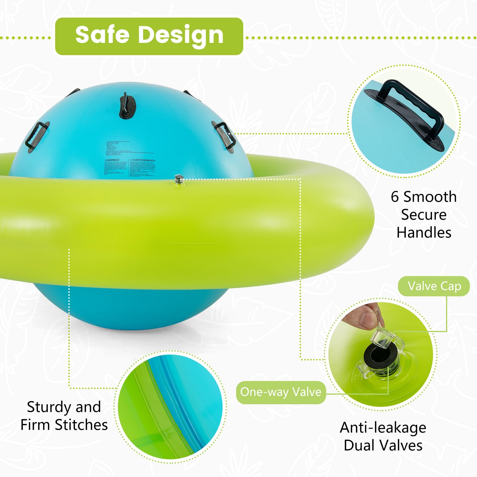 INFANS 8FT Inflatable Dome Rocker Bouncer, Outdoor Kids Giant Roll and Play Seesaw Rocker with 6 Secure Handles
