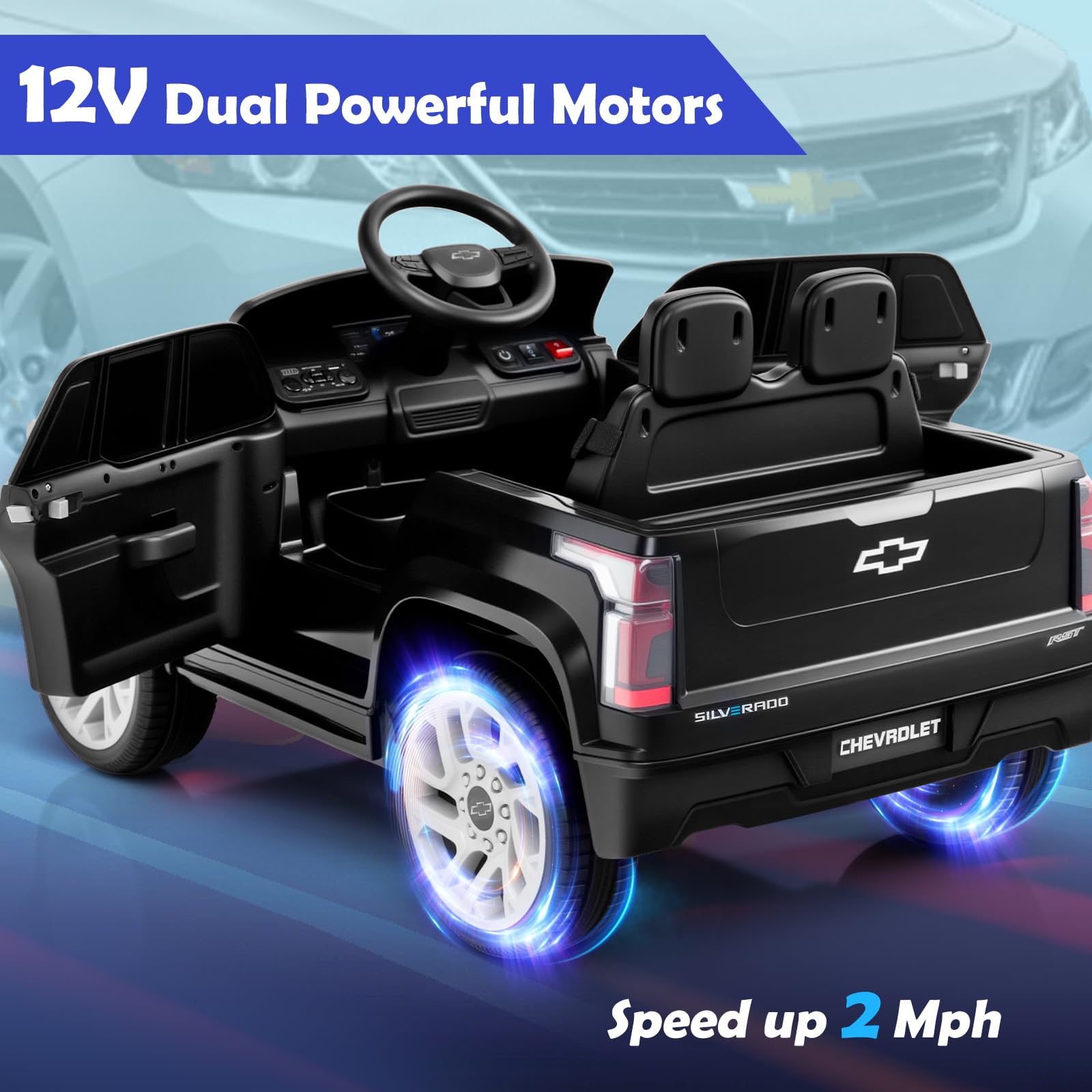 12V Licensed Chevrolet Silverado Ride on Car with Remote Control