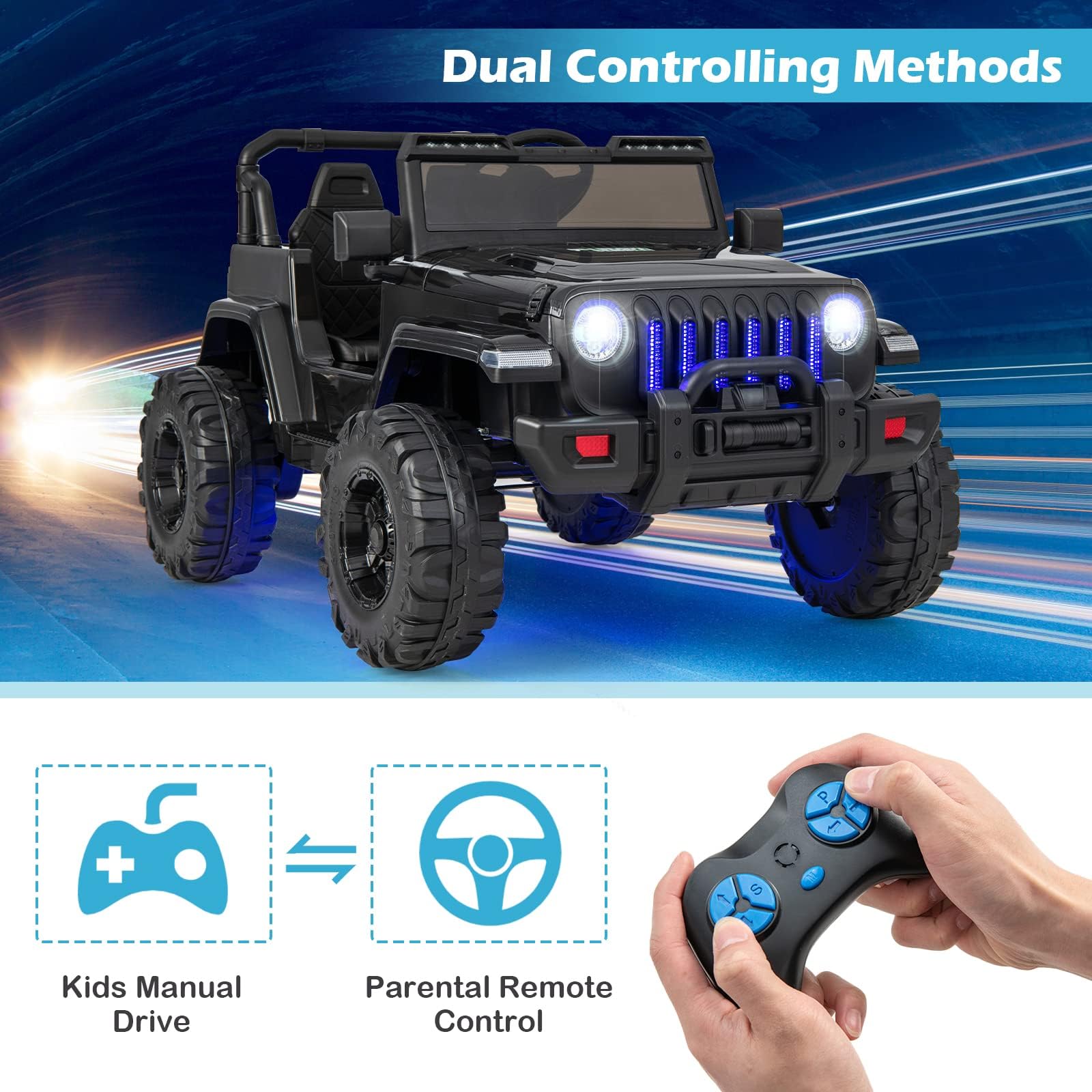 INFANS Kids Ride on Car Truck with 2.4G Remote Control, 12V Battery Powered Electric Cars for Kids