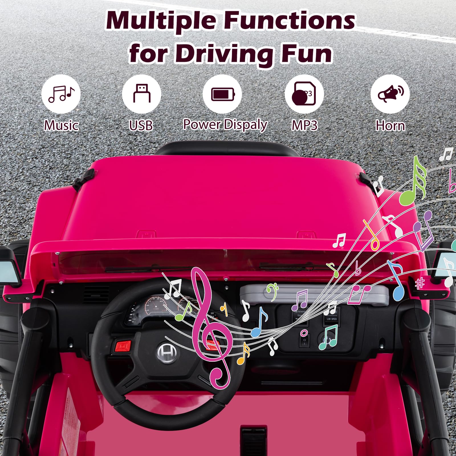 INFANS 2 Seater Ride on Truck, 12V Battery Powered Electric Vehicle for Kids with Remote Control, Power Display, LED Lights