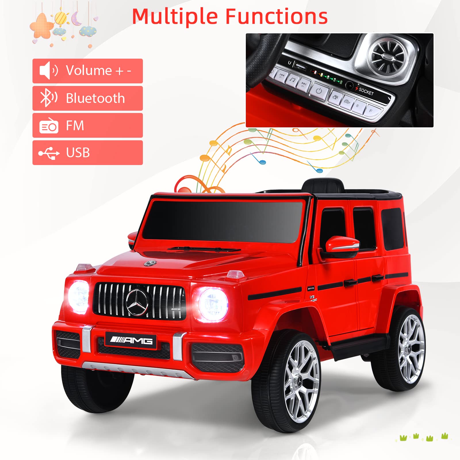 INFANS Licensed Mercedes Benz G63 Kids Ride on Car, 12V Electric Vehicle, Battery Powered for Children Boy Girl