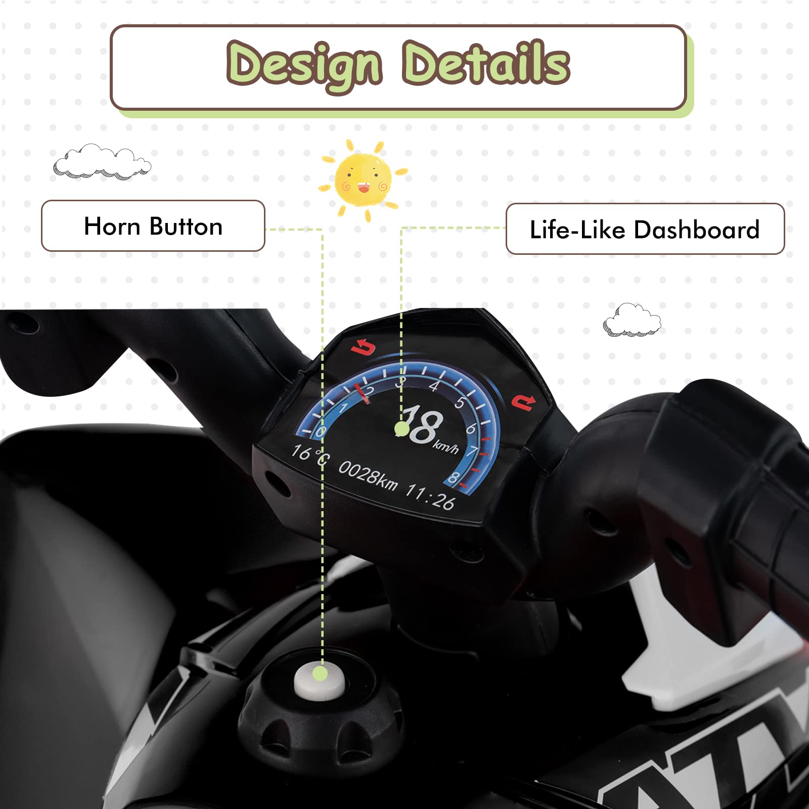 Infans Kids Ride on ATV, 6V Electric Vehicle for Toddlers, 4 Wheeler Battery Powered Motorized Quad Toy Car
