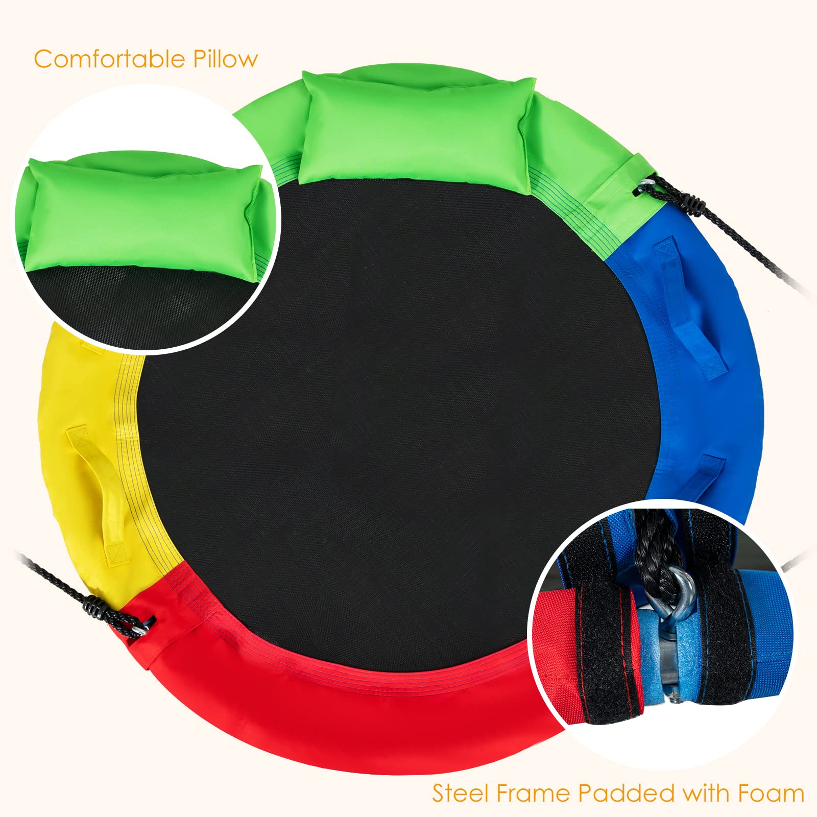 INFANS 660lbs 40 Inch Saucer Tree Swing, Round Flying Swing Seat for Kids, Outdoor Round Platform Swing