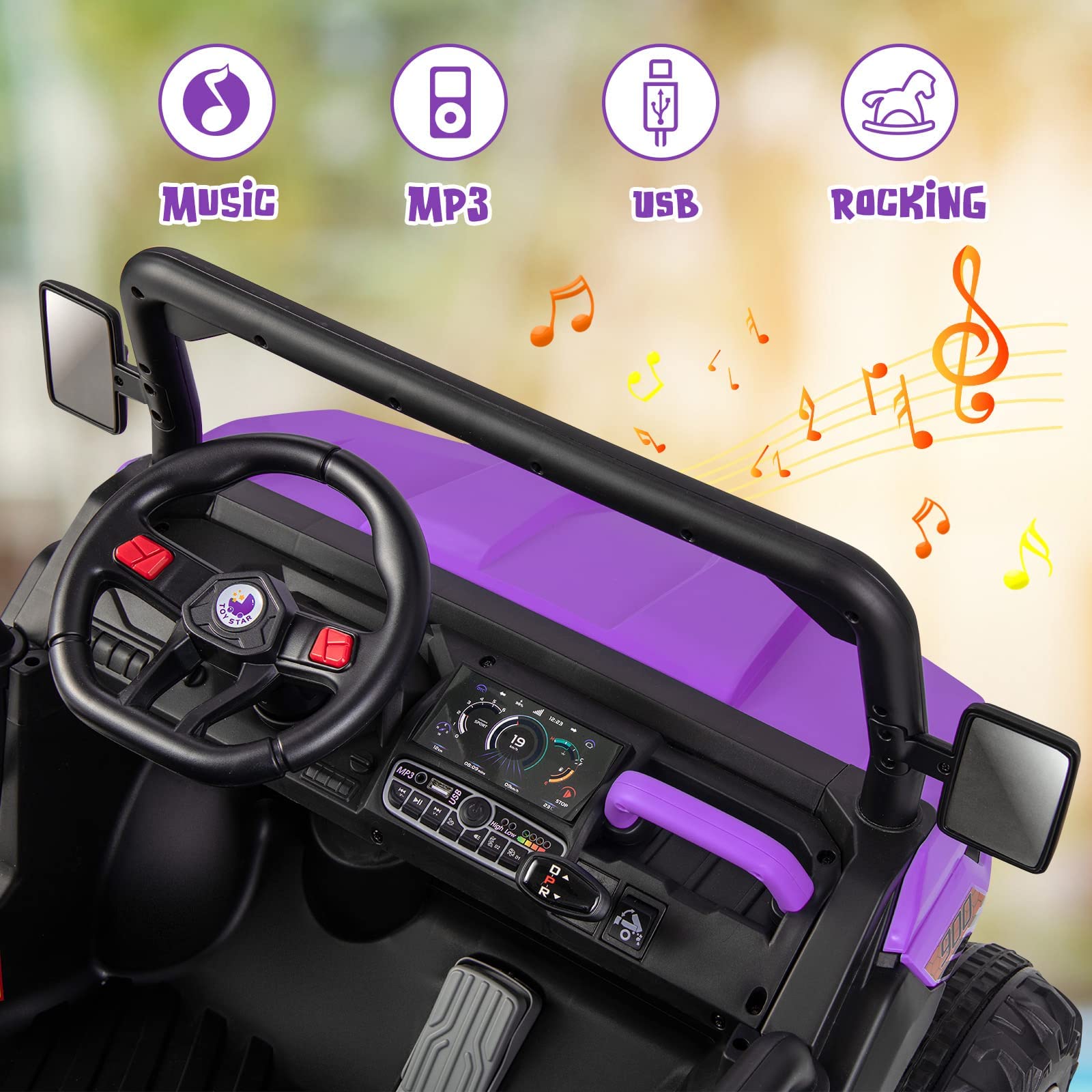 INFANS 2 Seater Ride on UTV, 12V Kids Electric Vehicle Dump Truck, Toddlers Battery Powered Car with Music