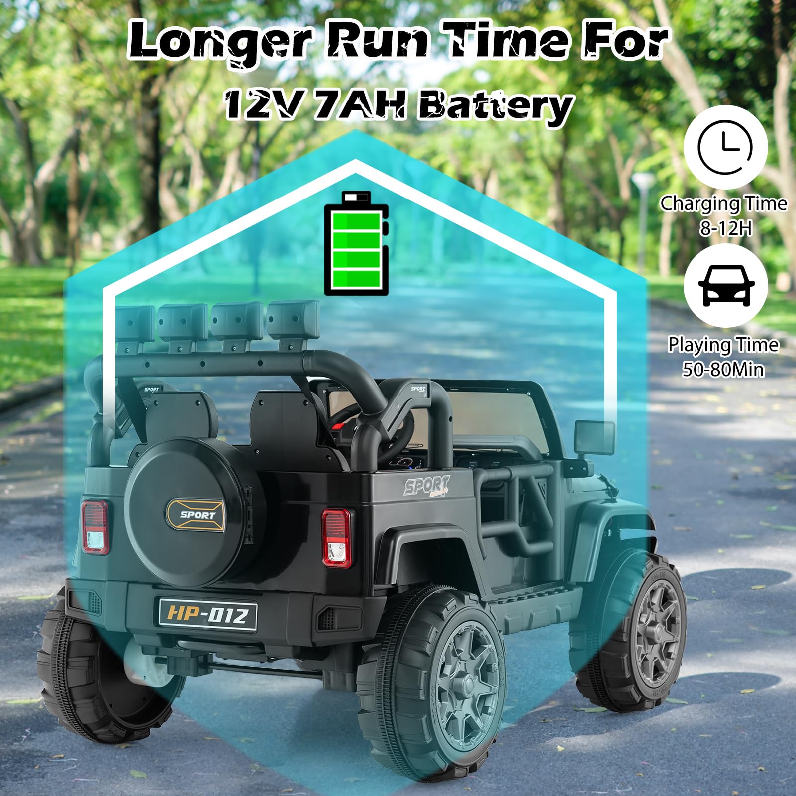 INFANS 2 Seater Ride on Truck, 12V Battery Powered Electric Vehicle for Kids with Remote Control, Power Display, LED Lights