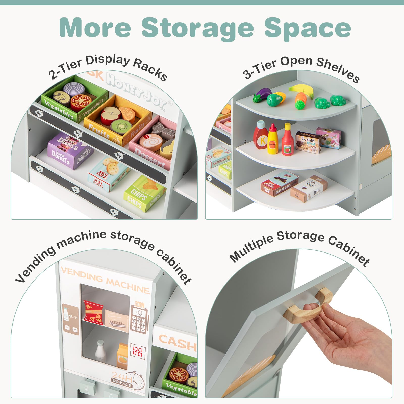 INFANS Grocery Store Playset, Kids Play Store, Wooden Supermarket Playset, Pretend Play Store Gift for Toddler