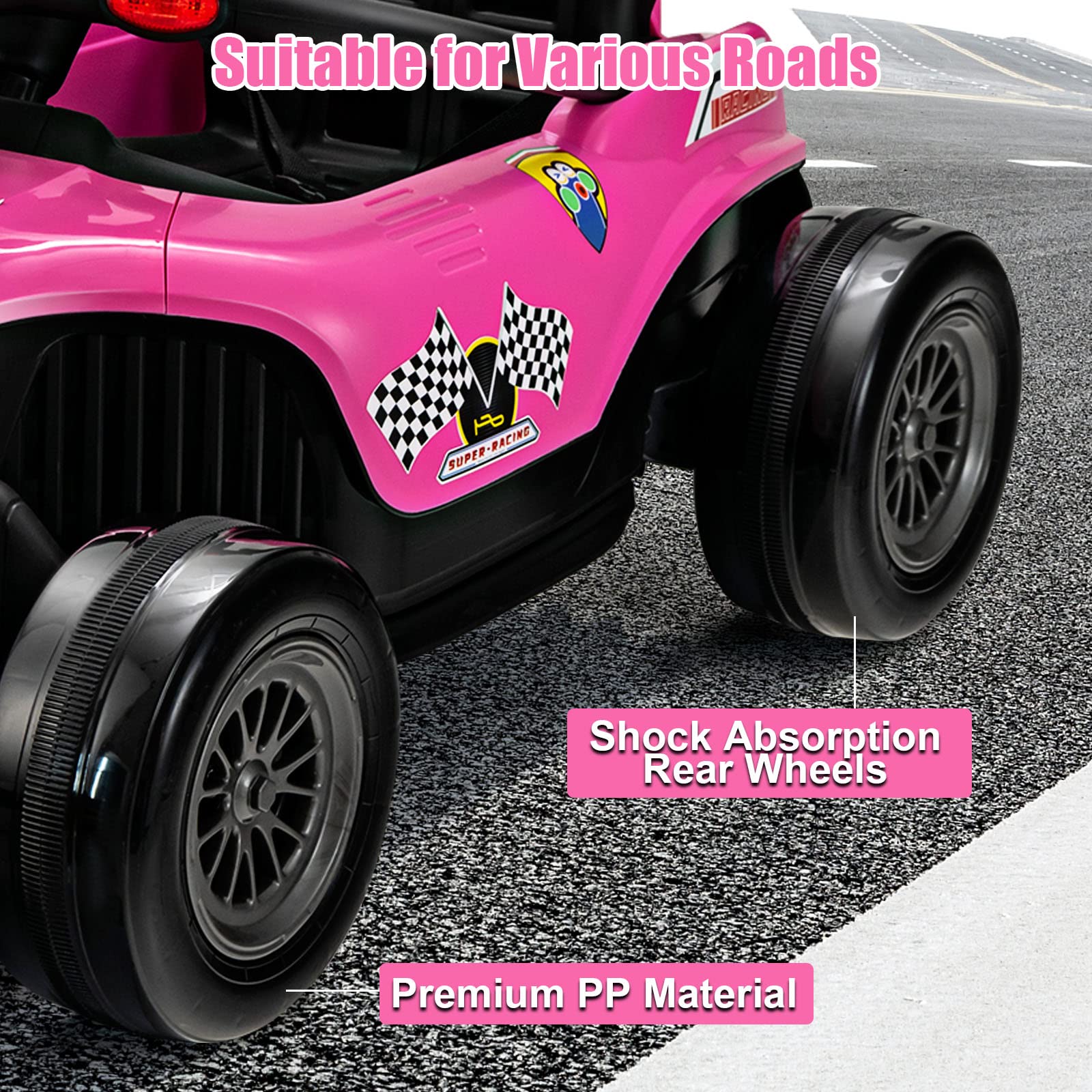 INFANS Kids Ride on Car, 12V F1 Racing Electric Vehicle for Toddlers with Control Remote
