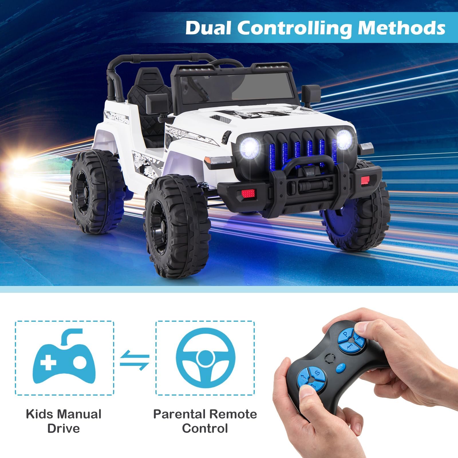INFANS Kids Ride on Car Truck with 2.4G Remote Control, 12V Battery Powered Electric Cars for Kids