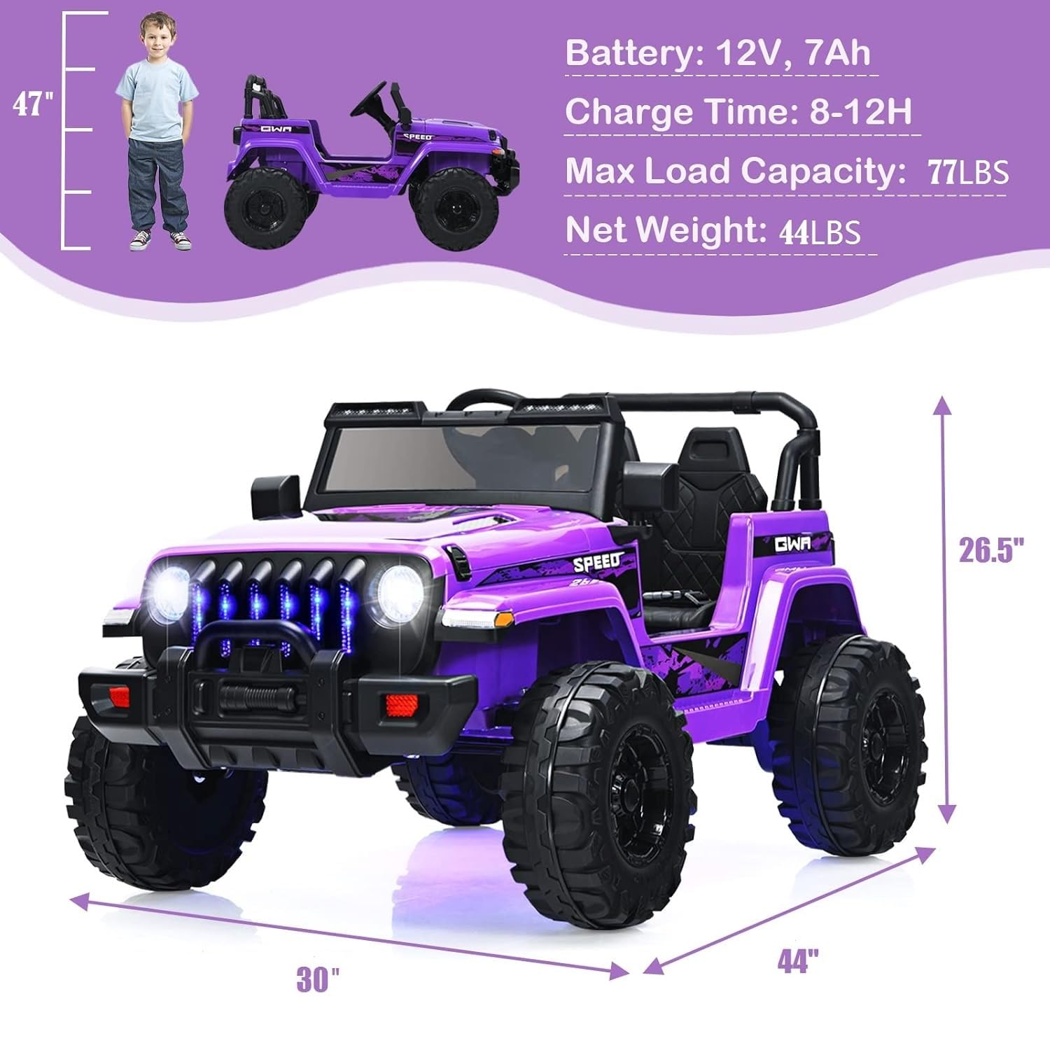 INFANS Kids Ride on Car Truck with 2.4G Remote Control, 12V Battery Powered Electric Cars for Kids