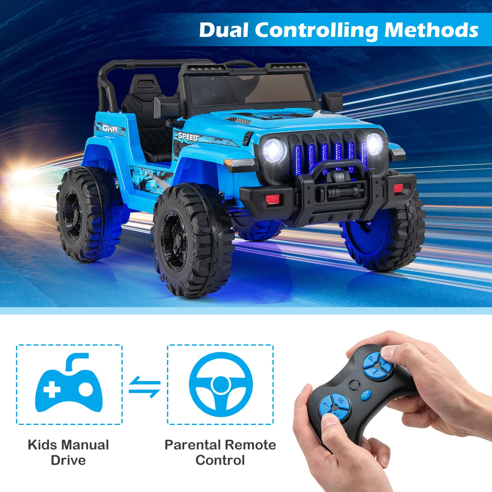INFANS Kids Ride on Car Truck with 2.4G Remote Control, 12V Battery Powered Electric Cars for Kids