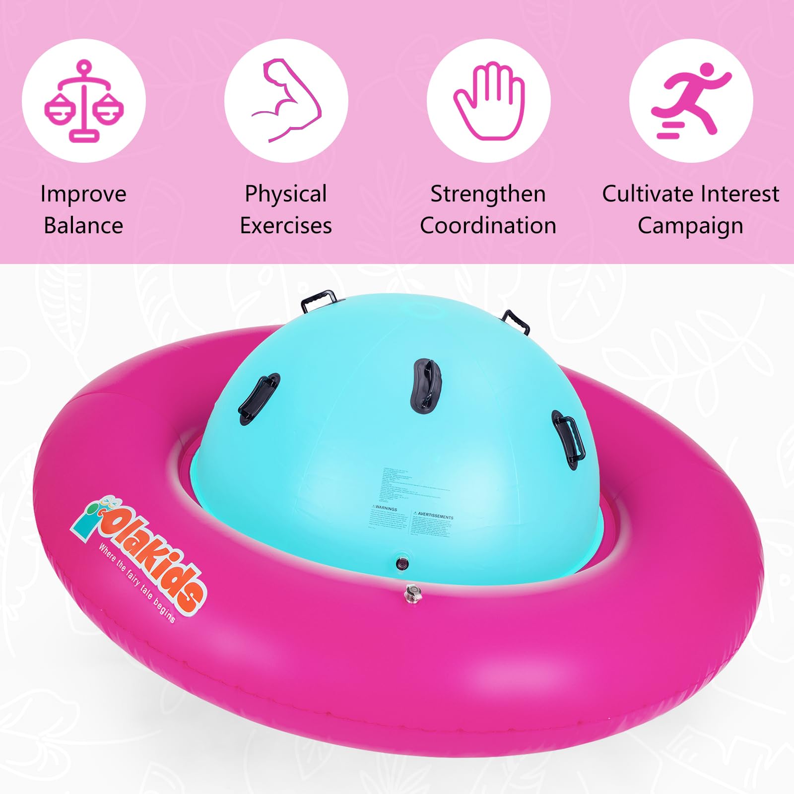 INFANS 8FT Inflatable Dome Rocker Bouncer, Outdoor Kids Giant Roll and Play Seesaw Rocker with 6 Secure Handles