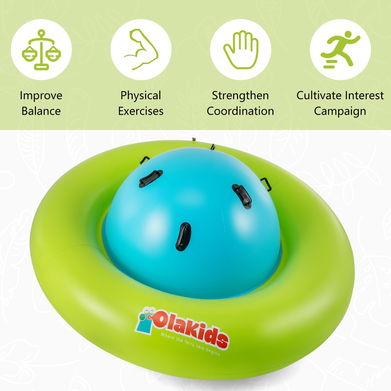 INFANS 8FT Inflatable Dome Rocker Bouncer, Outdoor Kids Giant Roll and Play Seesaw Rocker with 6 Secure Handles
