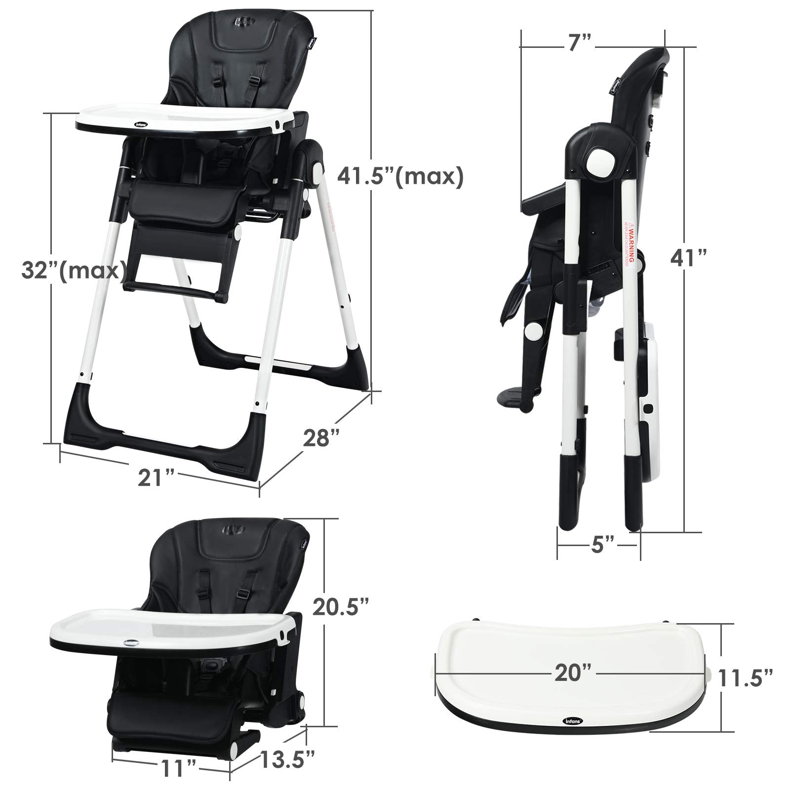INFANS 4 in 1 High Chair�CBooster Seat, Convertible Highchair, Installation-Free,Simple Fold for Baby, Infant& Toddler