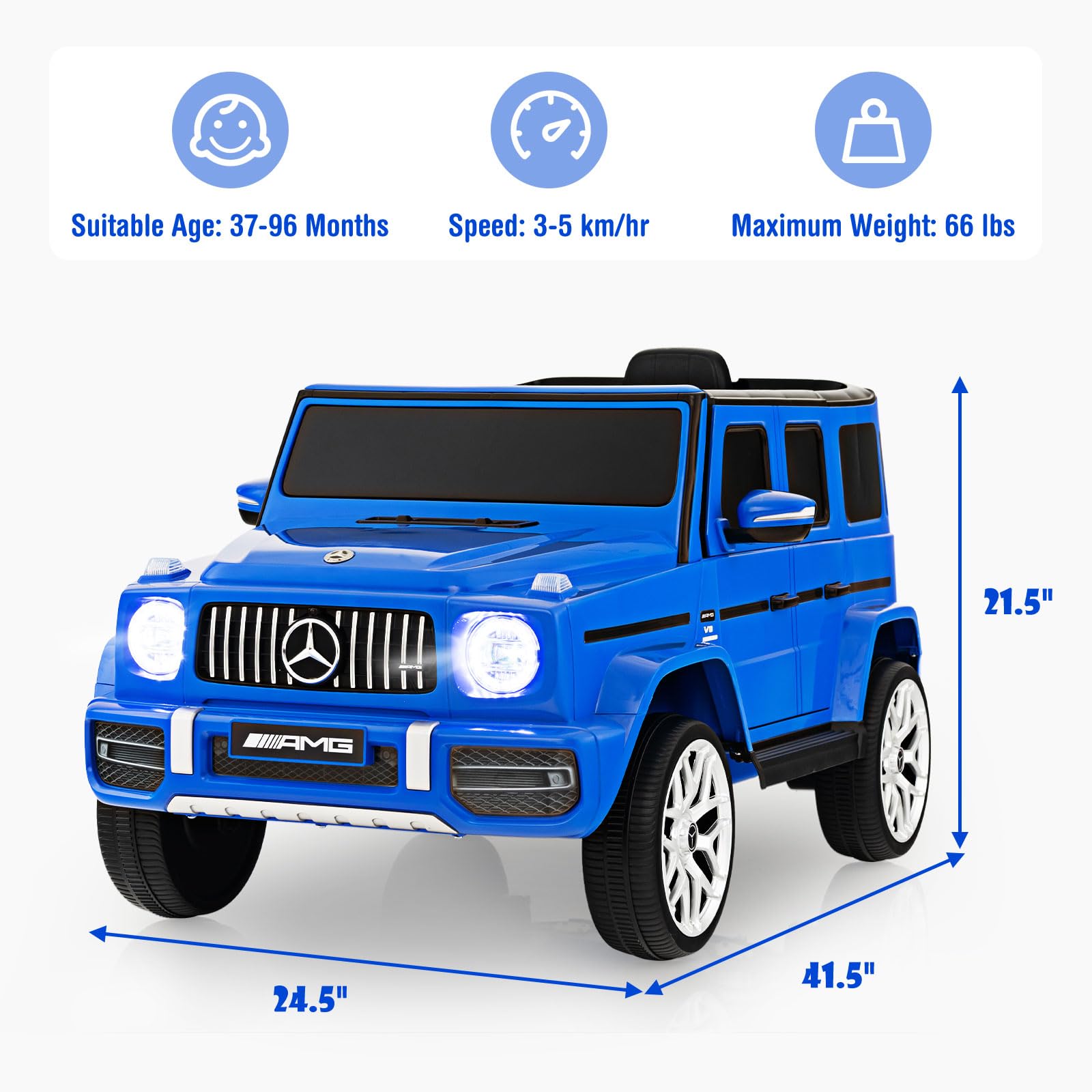 INFANS Licensed Mercedes Benz G63 Kids Ride on Car, 12V Electric Vehicle, Battery Powered for Children Boy Girl