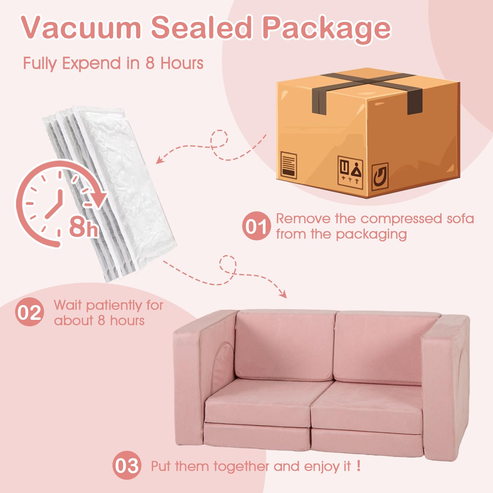 INFANS Modular Kids Play Couch, 8 PCS Toddler Creative Sectional Fort Building Sofa