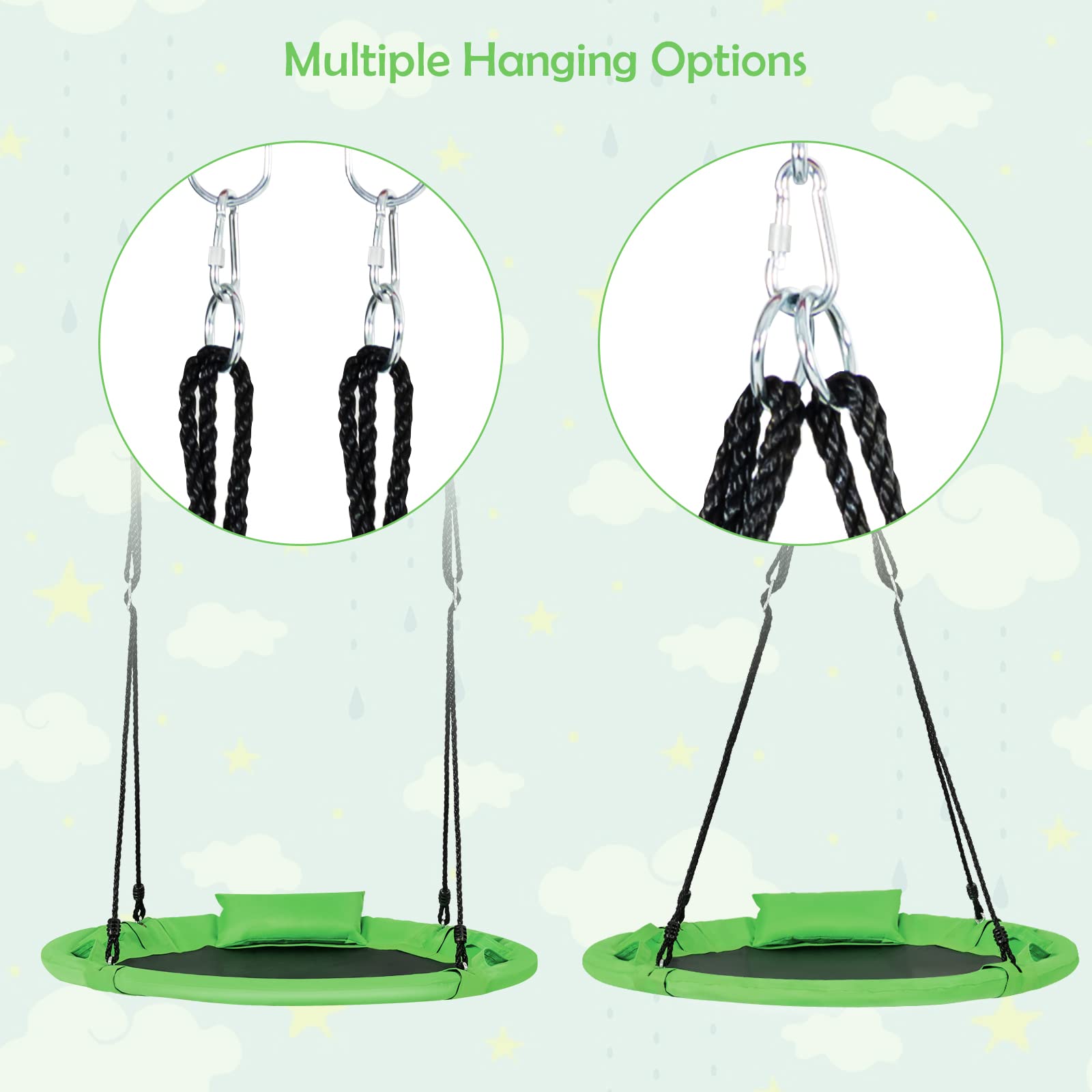 INFANS 660lbs 40 Inch Saucer Tree Swing, Round Flying Swing Seat for Kids, Outdoor Round Platform Swing