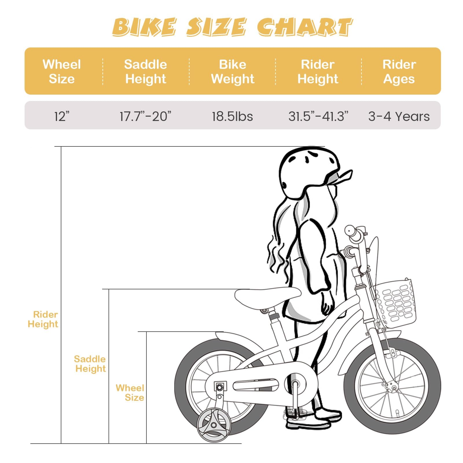 INFANS Kids Bike, 12 14 16 18 Inch Toddlers Bike with Removable Training Wheels, Children's Bicycle