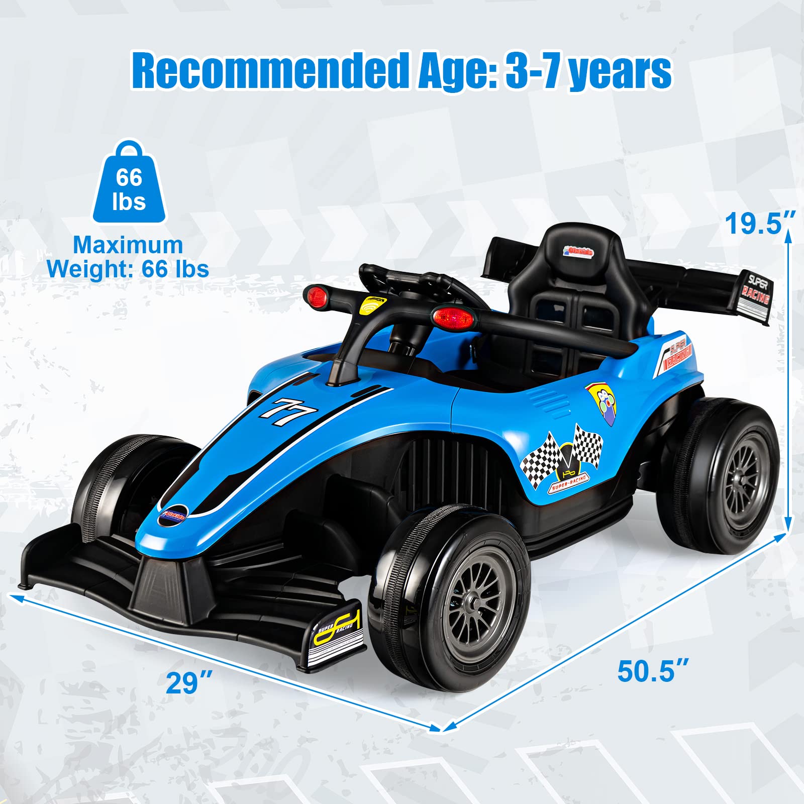 Infans ids Ride On Car, 12V F1 Racing Electric Vehicle for Toddlers with Control Remote, Battery Powered Motorized Toy with Music INFANS