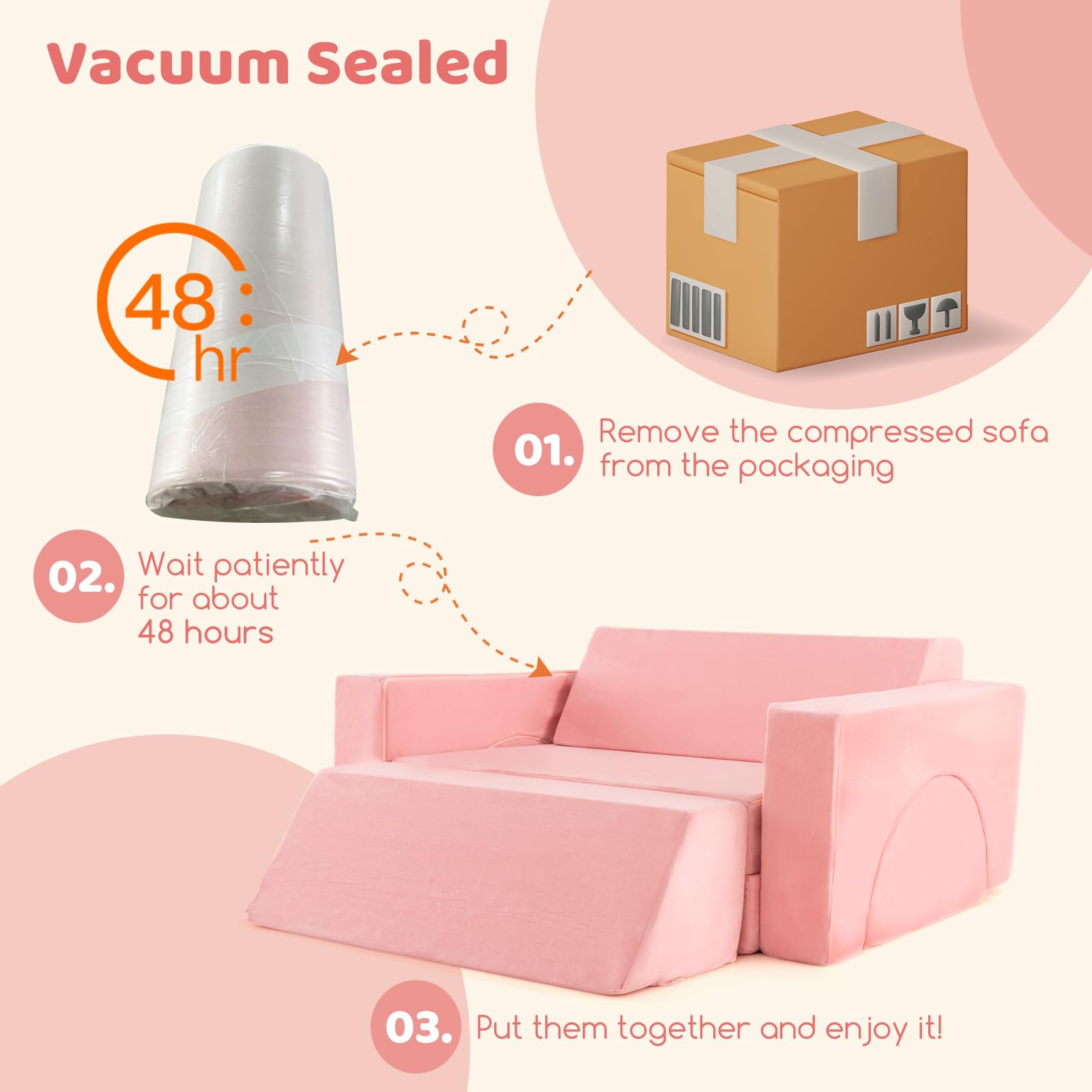 INFANS Mondular Kids Play Couch, 8PCS Toddler Sectional Sofa Building Fort for Bedroom, Imaginative Convertible Floor Cushion