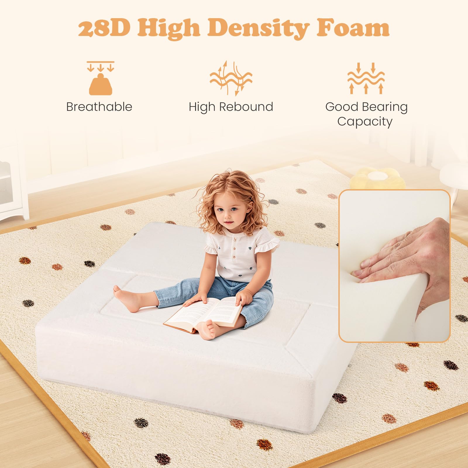 INFANS Modular Kids Play Couch, Toddler Sectional Fort Building Sofa for Playroom, Bedroom, Convertible Soft Foam Furniture