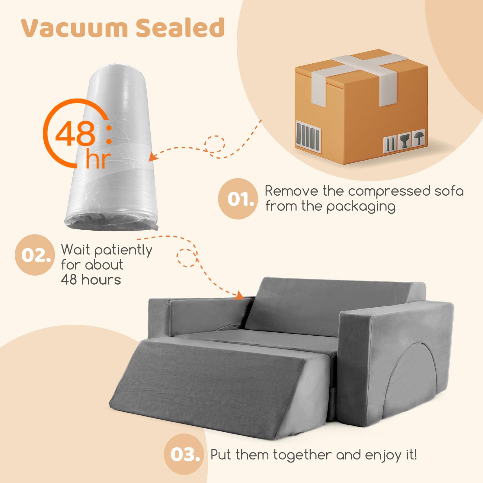 INFANS Mondular Kids Play Couch, 8PCS Toddler Sectional Sofa Building Fort for Bedroom, Imaginative Convertible Floor Cushion