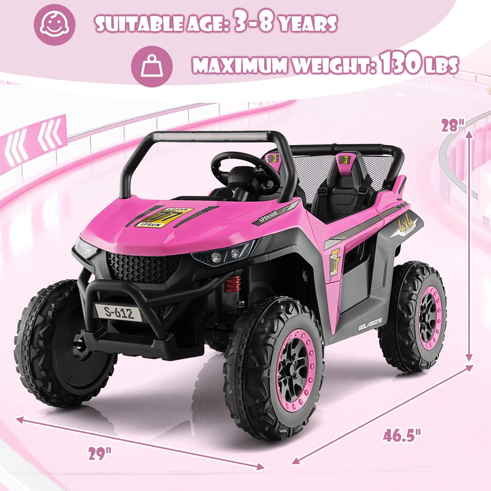 INFANS 2 Seater Kids Ride on UTV, 12V Electric Truck Car with Remote Control, Battery Powered Vehicle