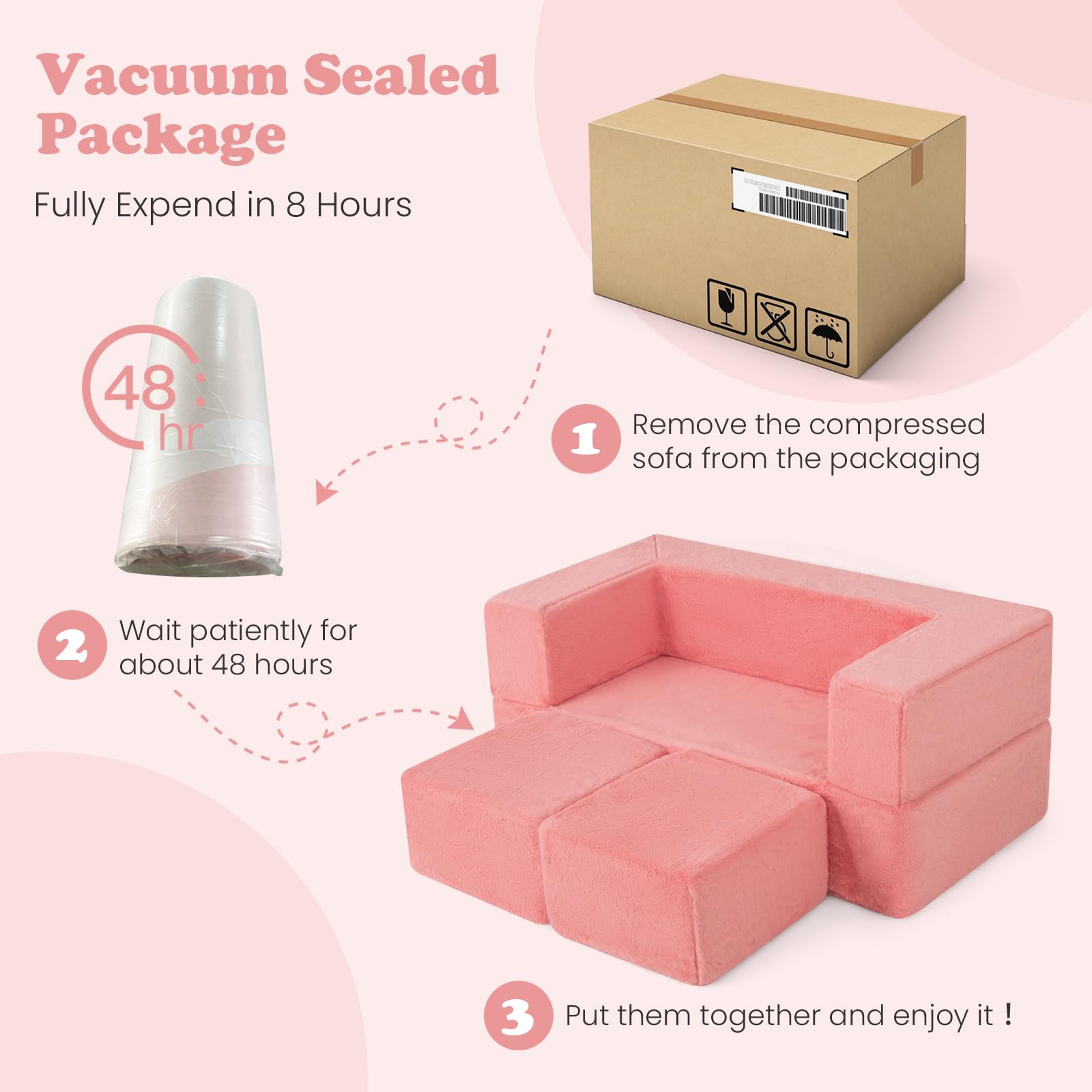 INFANS Modular Kids Play Couch, Toddler Sectional Fort Building Sofa for Playroom, Bedroom, Convertible Soft Foam Furniture