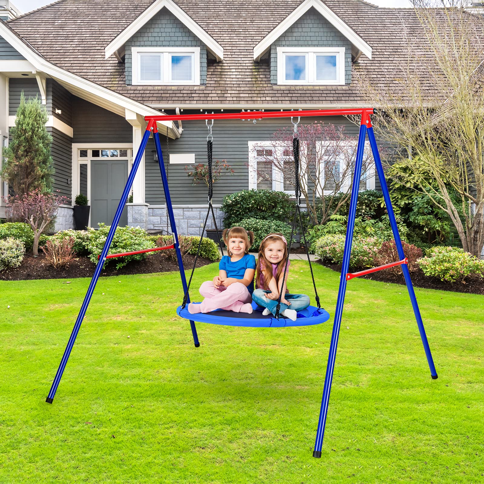 INFANS 660lbs 40 Inch Saucer Tree Swing, Round Flying Swing Seat for Kids, Outdoor Round Platform Swing