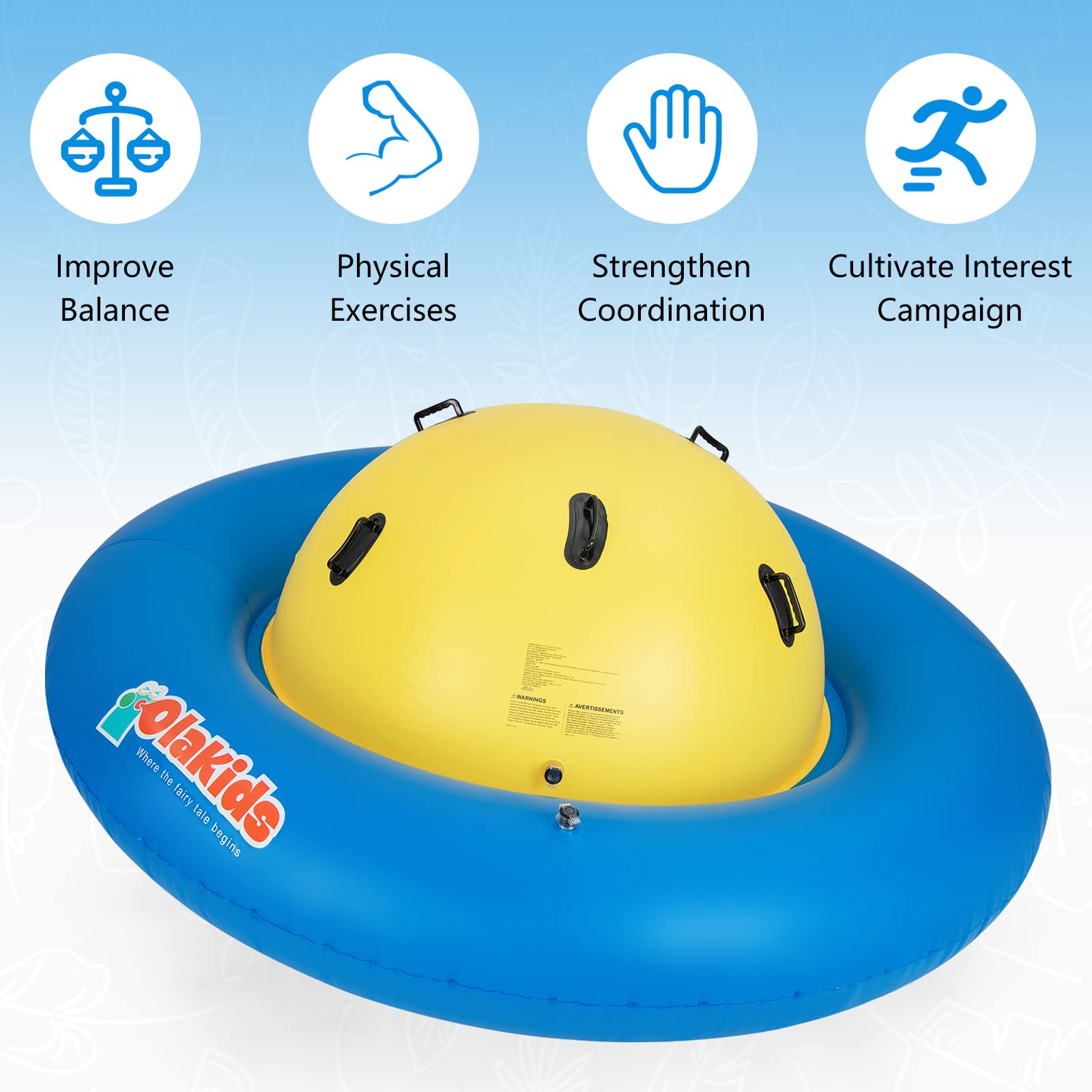 INFANS 8FT Inflatable Dome Rocker Bouncer, Outdoor Kids Giant Roll and Play Seesaw Rocker with 6 Secure Handles