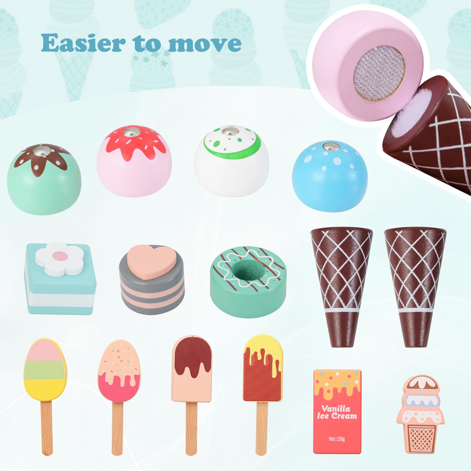 INFANS Ice Cream Cart Grocery Store Marketplace Toy, Market Stand Shop Pretend Play Set with Accessories Gift for Ages 3+