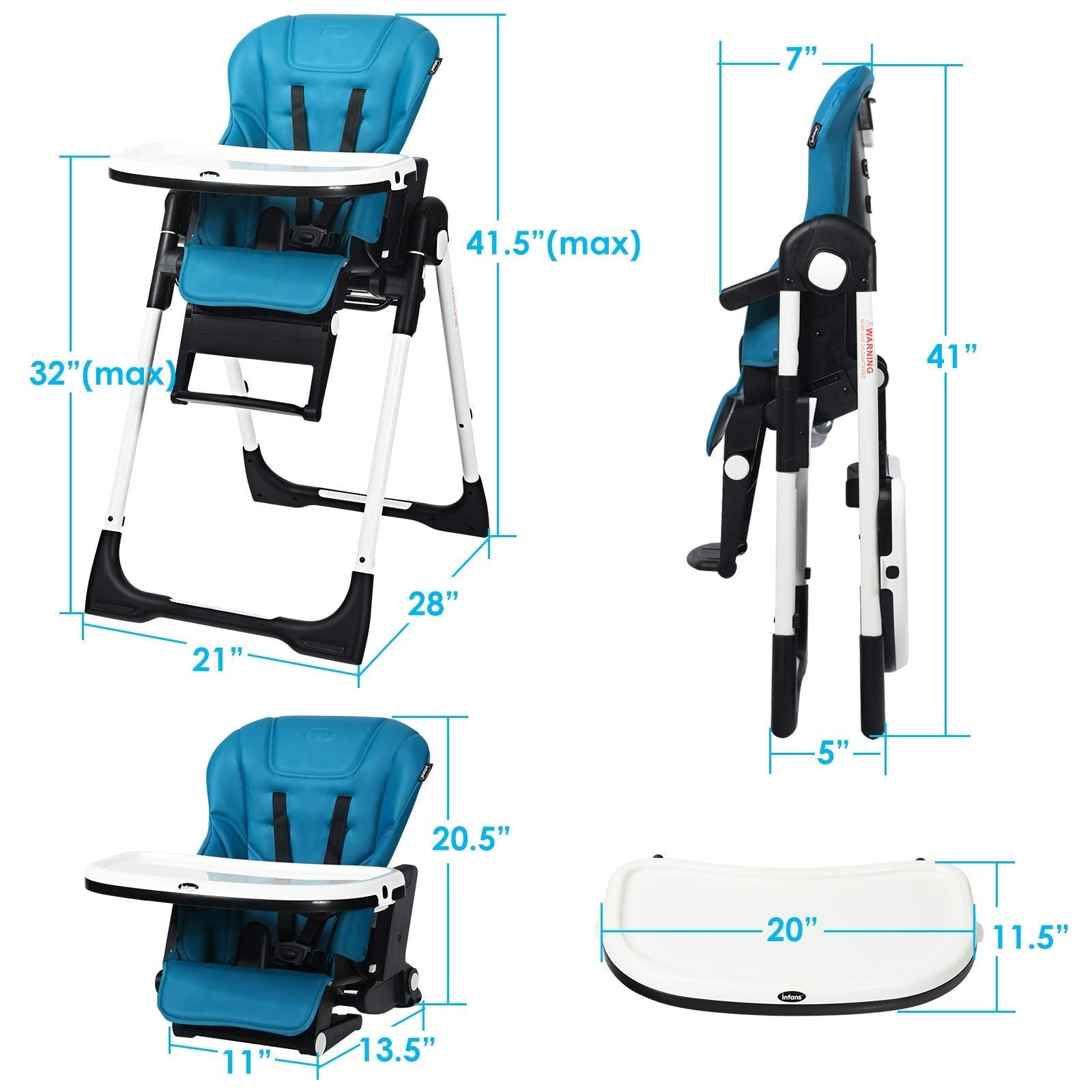 INFANS 4 in 1 High Chair�CBooster Seat, Convertible Highchair, Installation-Free,Simple Fold for Baby, Infant& Toddler
