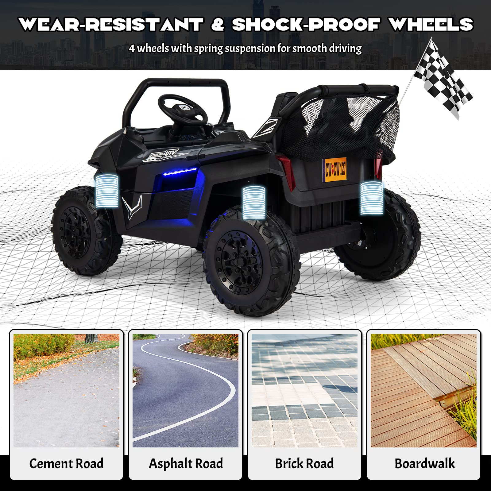 INFANS 2 Seater Kids Ride on UTV, 12V Electric Truck Car with Remote Control, Battery Powered Vehicle