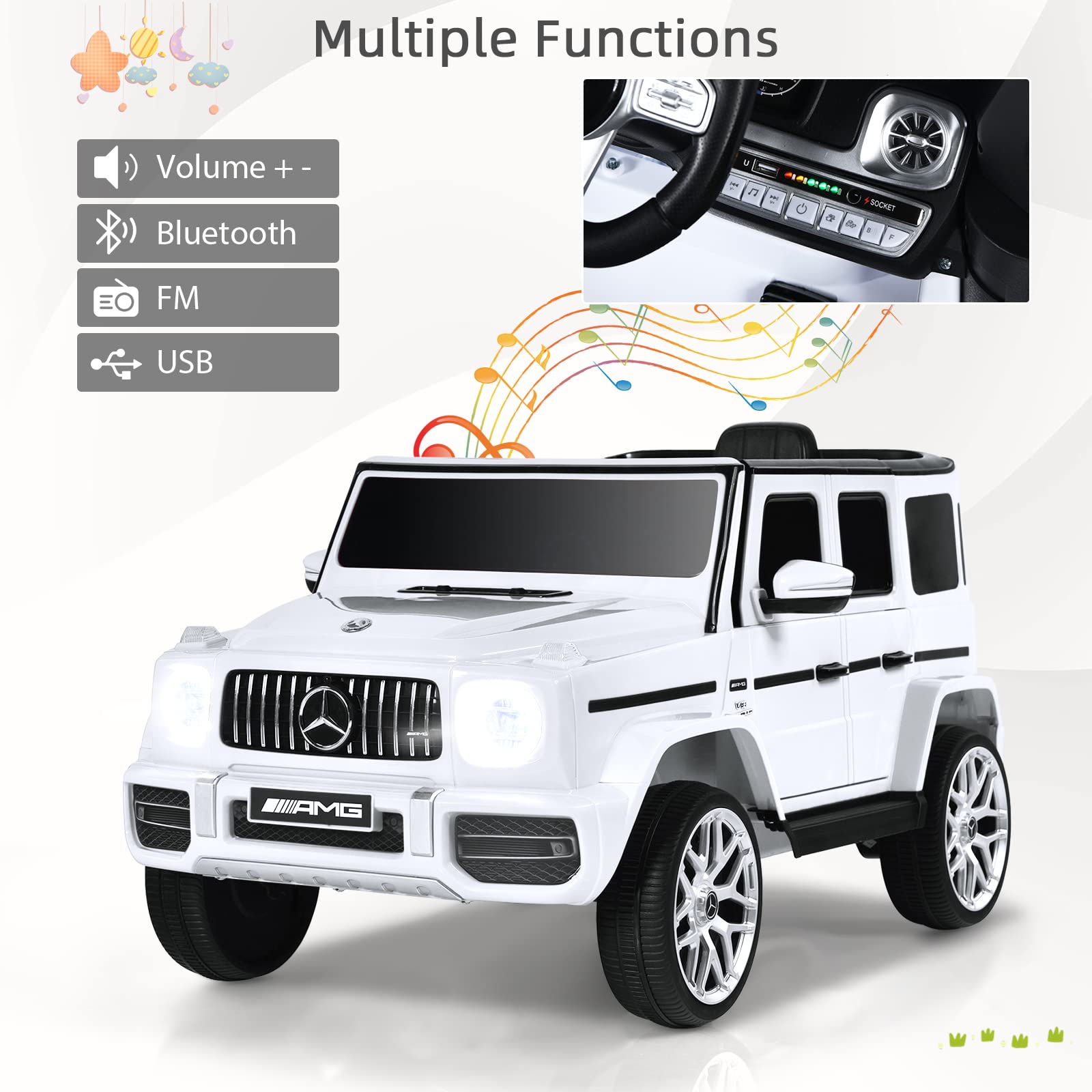 INFANS Licensed Mercedes Benz G63 Kids Ride on Car, 12V Electric Vehicle, Battery Powered for Children Boy Girl